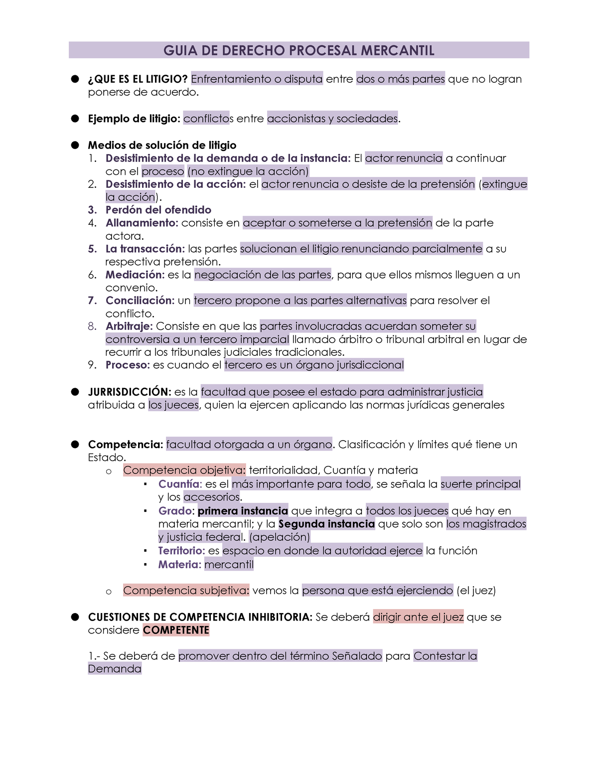 GUIA DE Derecho Procesal Mercantil - GUIA DE DERECHO PROCESAL MERCANTIL ...