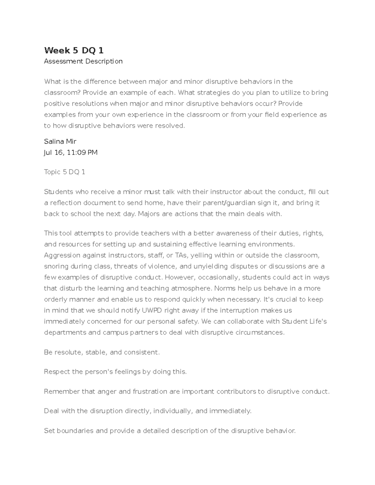 Topic 5 DQ 1 Marsha James - Week 5 DQ 1 Assessment Description What is ...