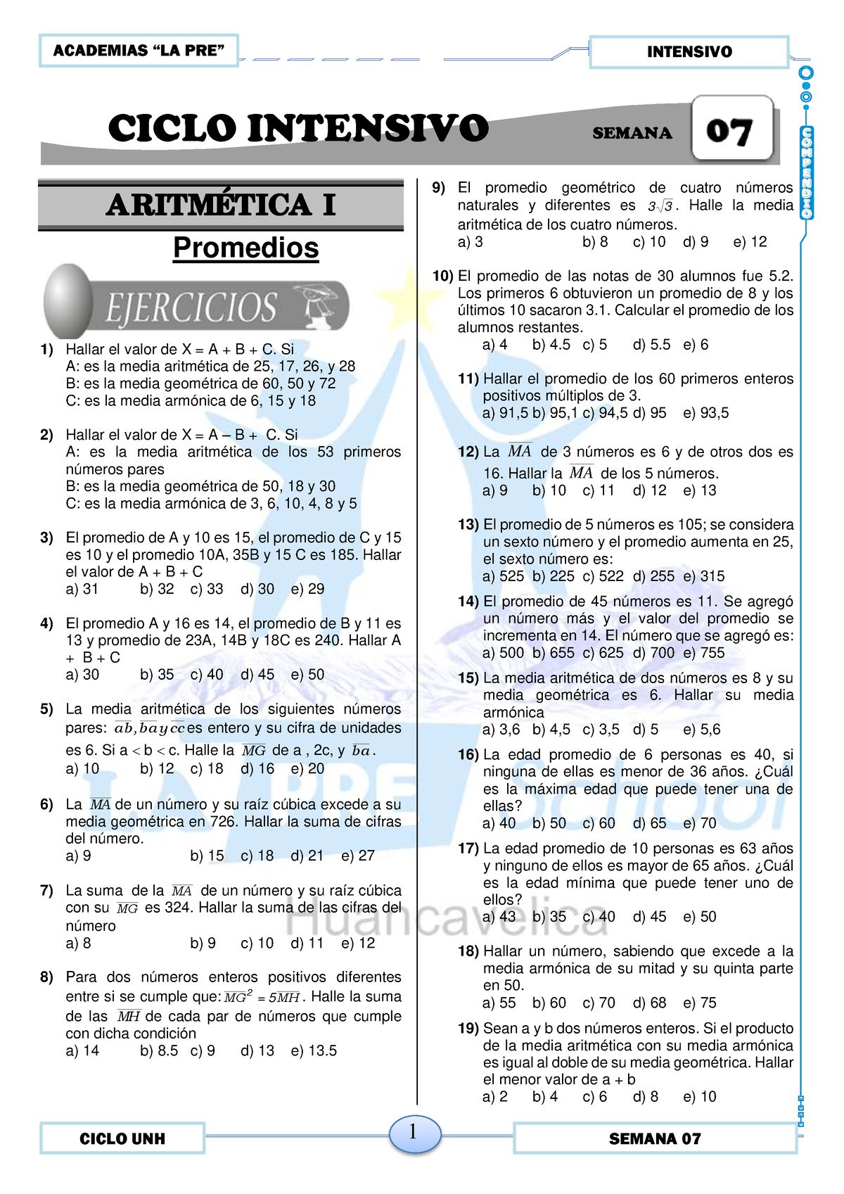 Boletin Semana 07 Ok - Fffff - 1 INTENSIVO A RITMÉTICA I Promedios 1 ...