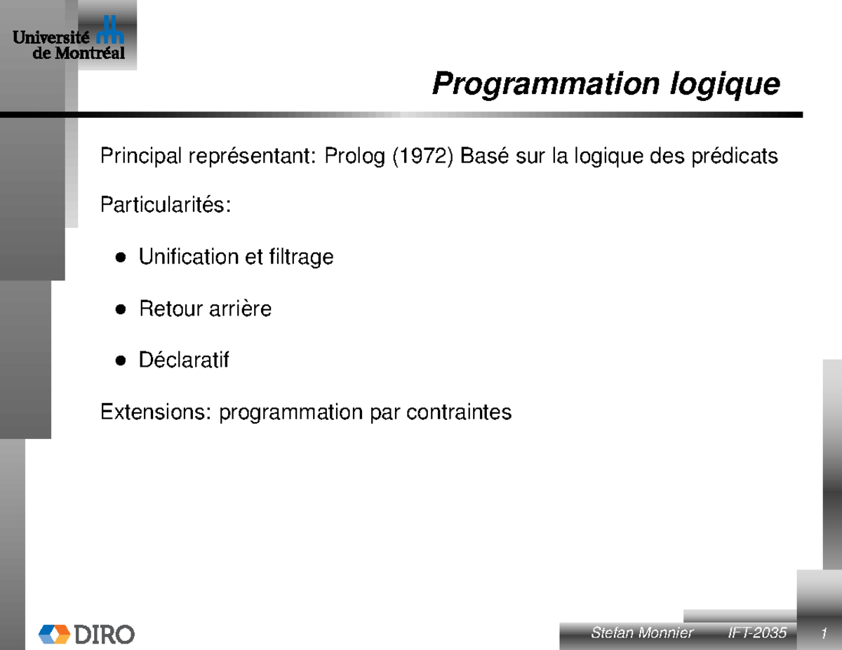 Notes-logic - note semaine 4 - Programmation logique Principal ...