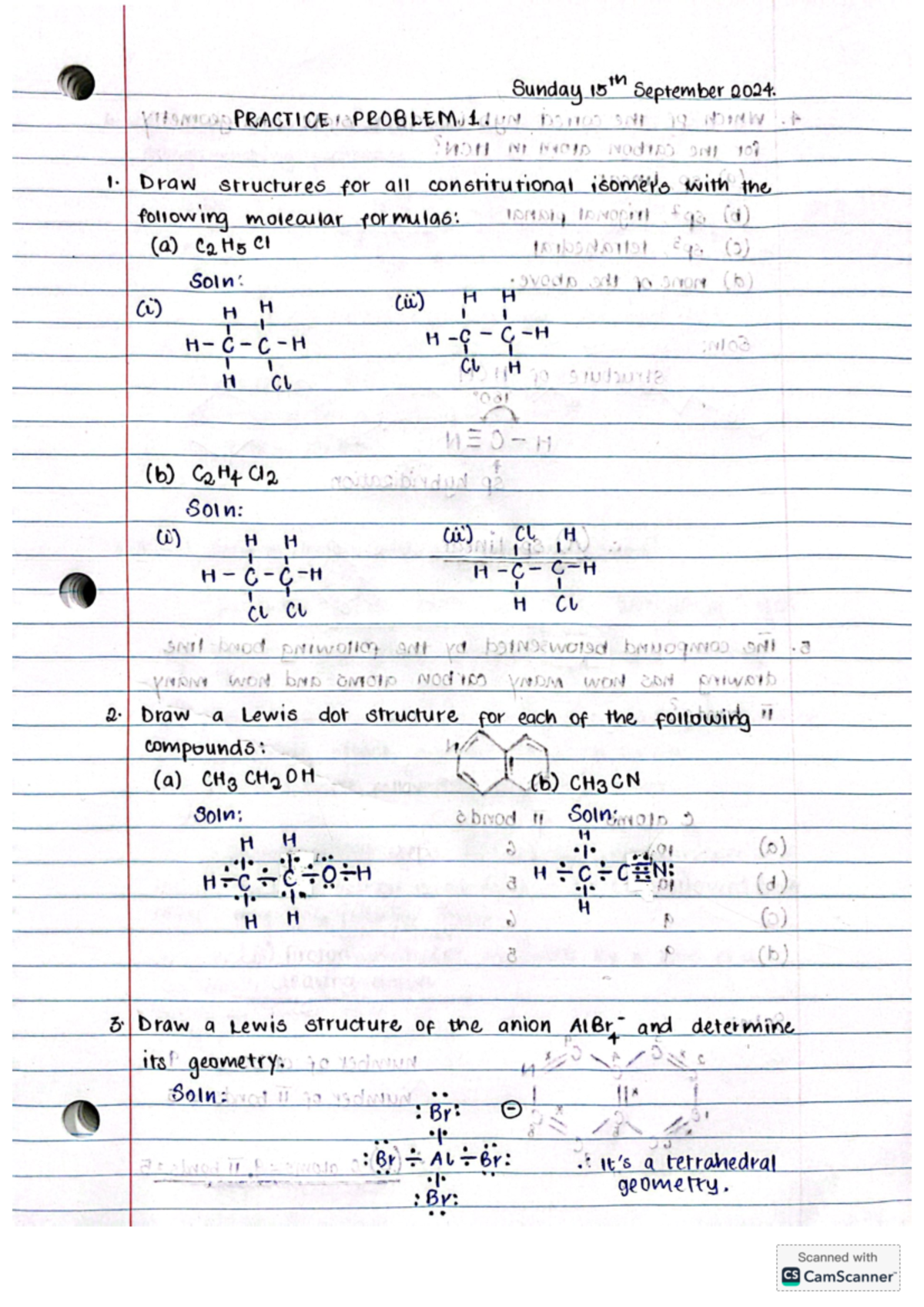 CHEM 2416 Homework 1 Sunday 15th September 2024. Kitamage PRACTICE