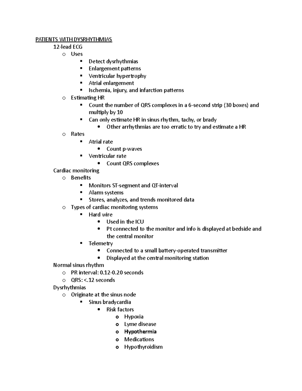 Complex monitoring - see title - PATIENTS WITH DYSRHYTHMIAS 12-lead ECG ...