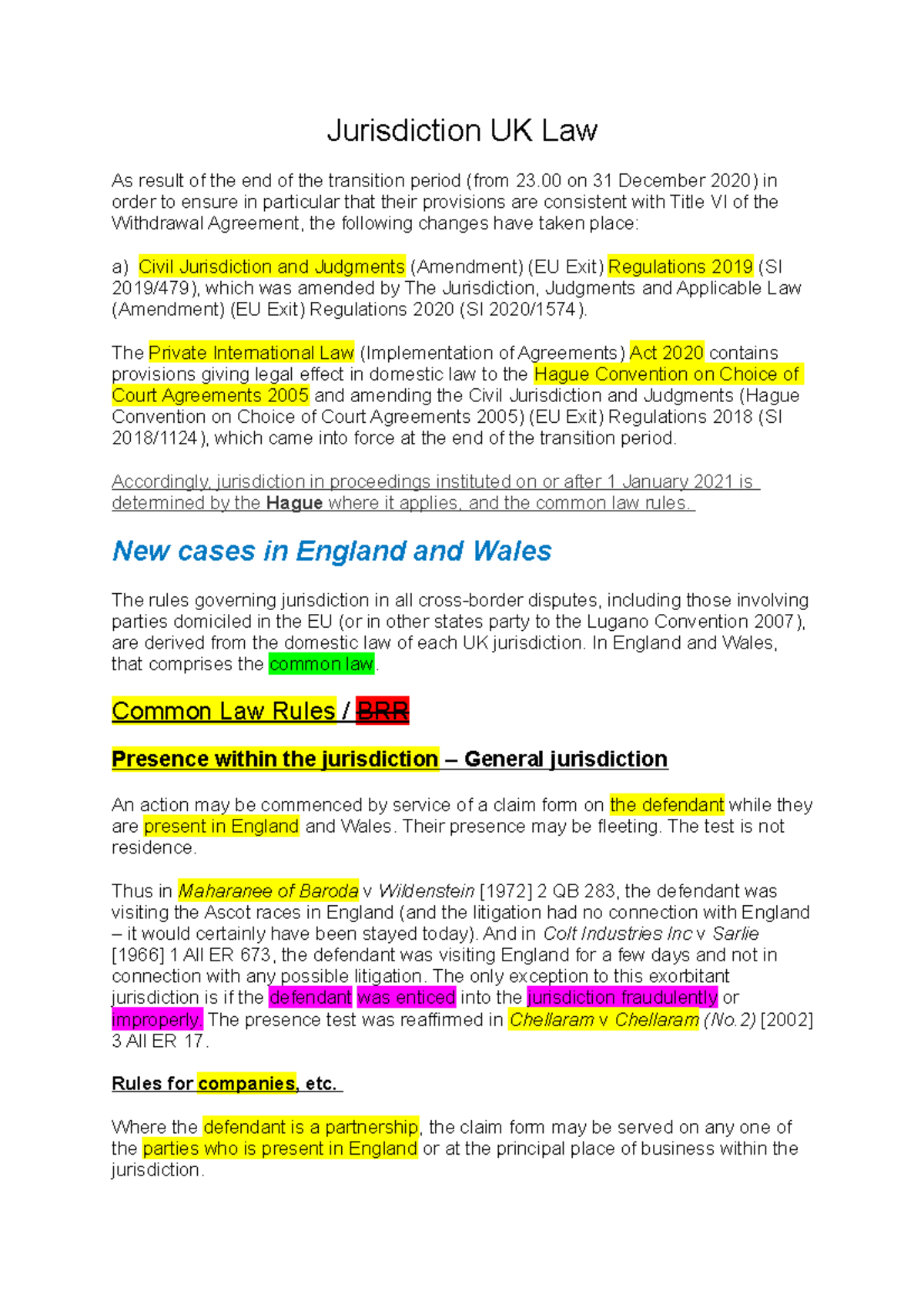 Jurisdiction UK Law case laws Jurisdiction UK Law As result of the