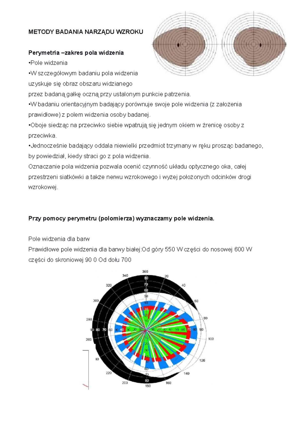 Badanie ostrości wzroku METODY BADANIA NARZĄDU WZROKU Perymetria
