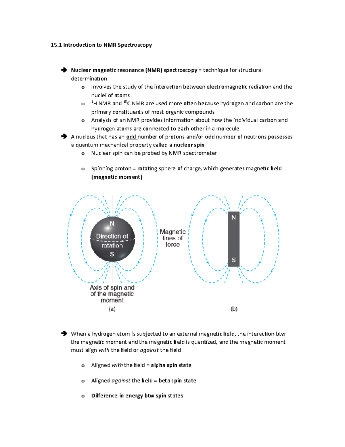 15 NMR Spectroscopy Textbook notes for Chapter 15 15 Introduction