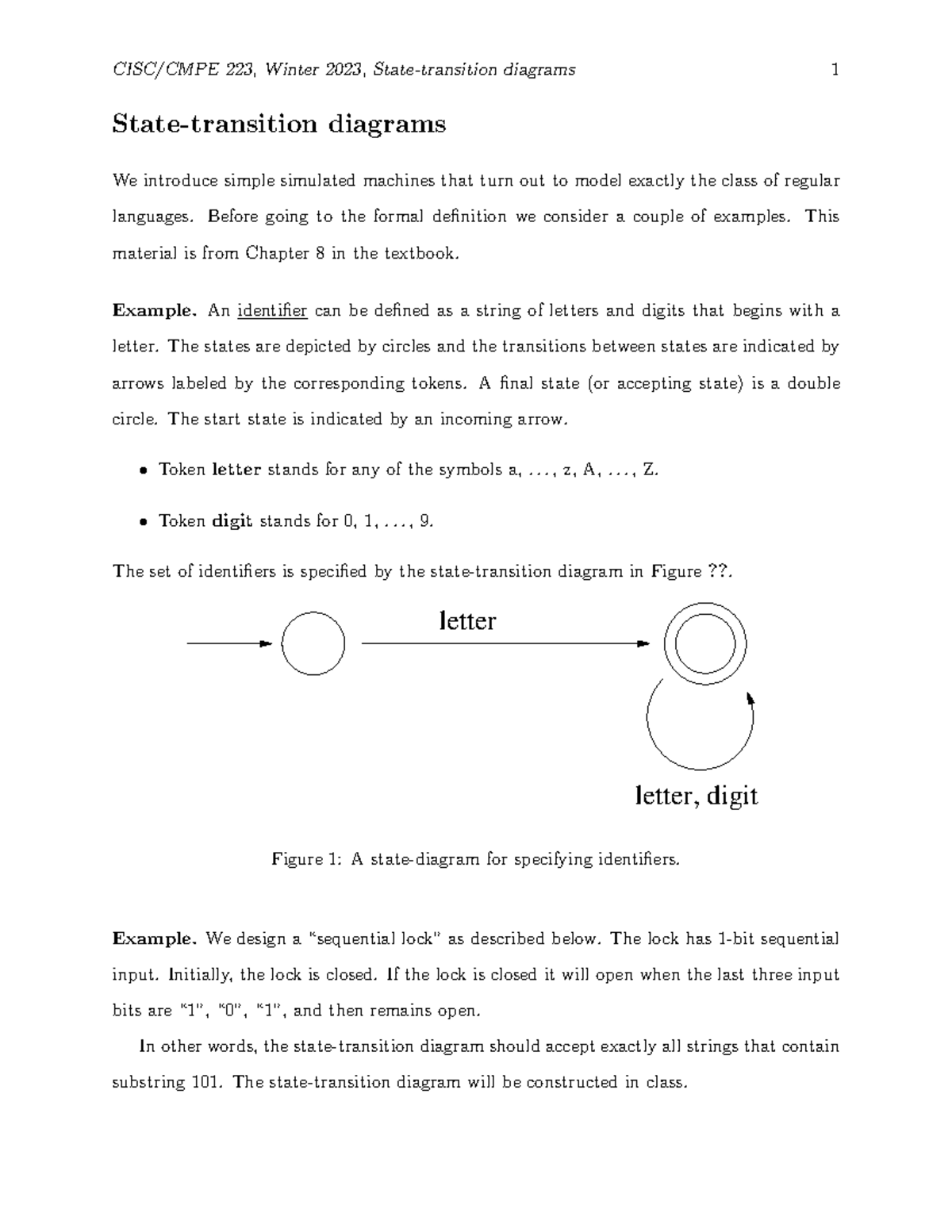 Week 2 lecture notes - State-transition diagrams We introduce simple ...
