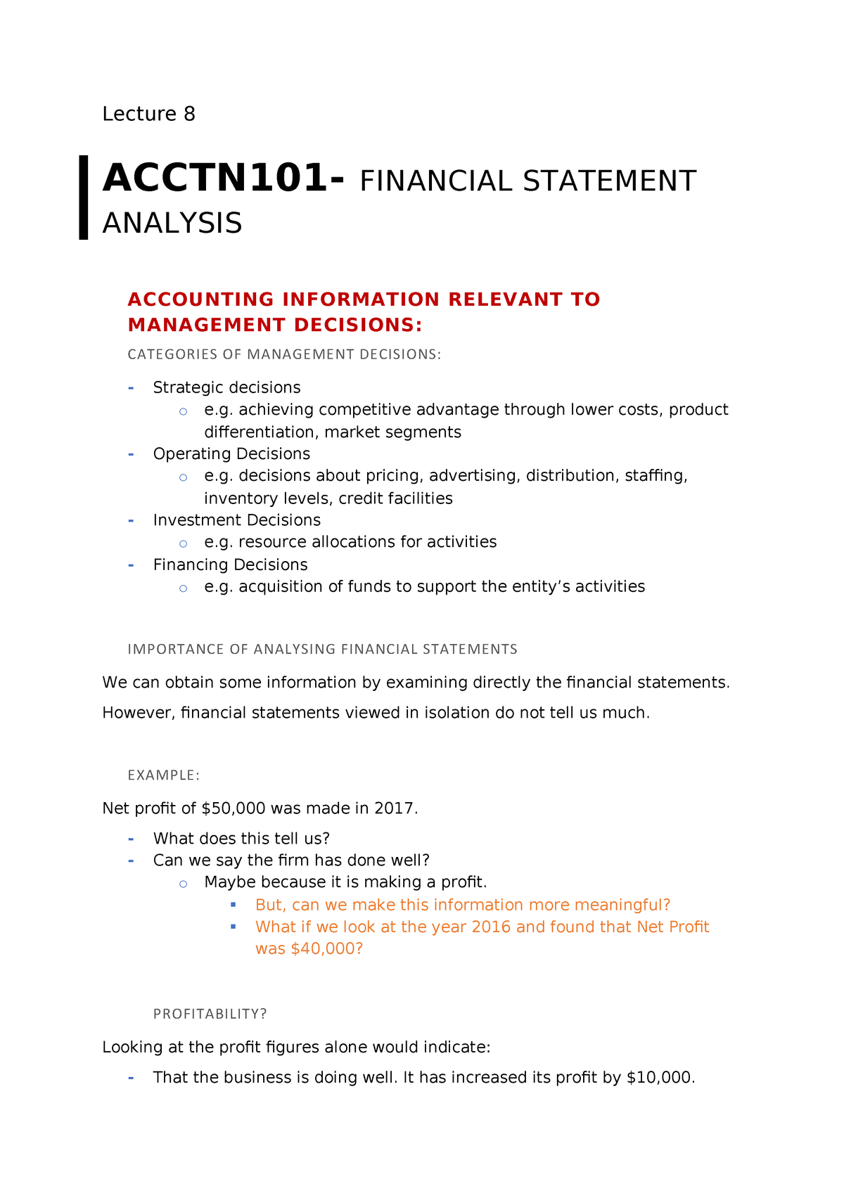 Financial statement analysis using financial accounting information