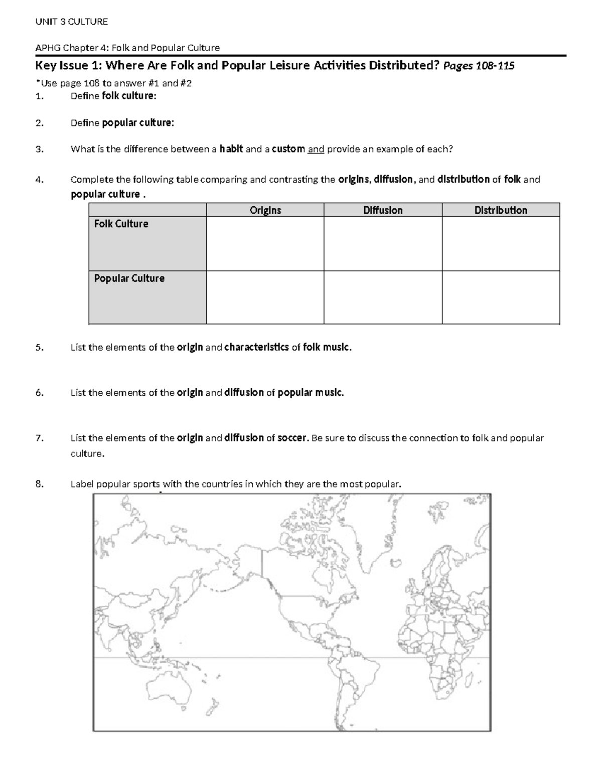 Chapter+4+Rubenstein+Notes+11th+Ed - APHG Chapter 4: Folk and Popular ...