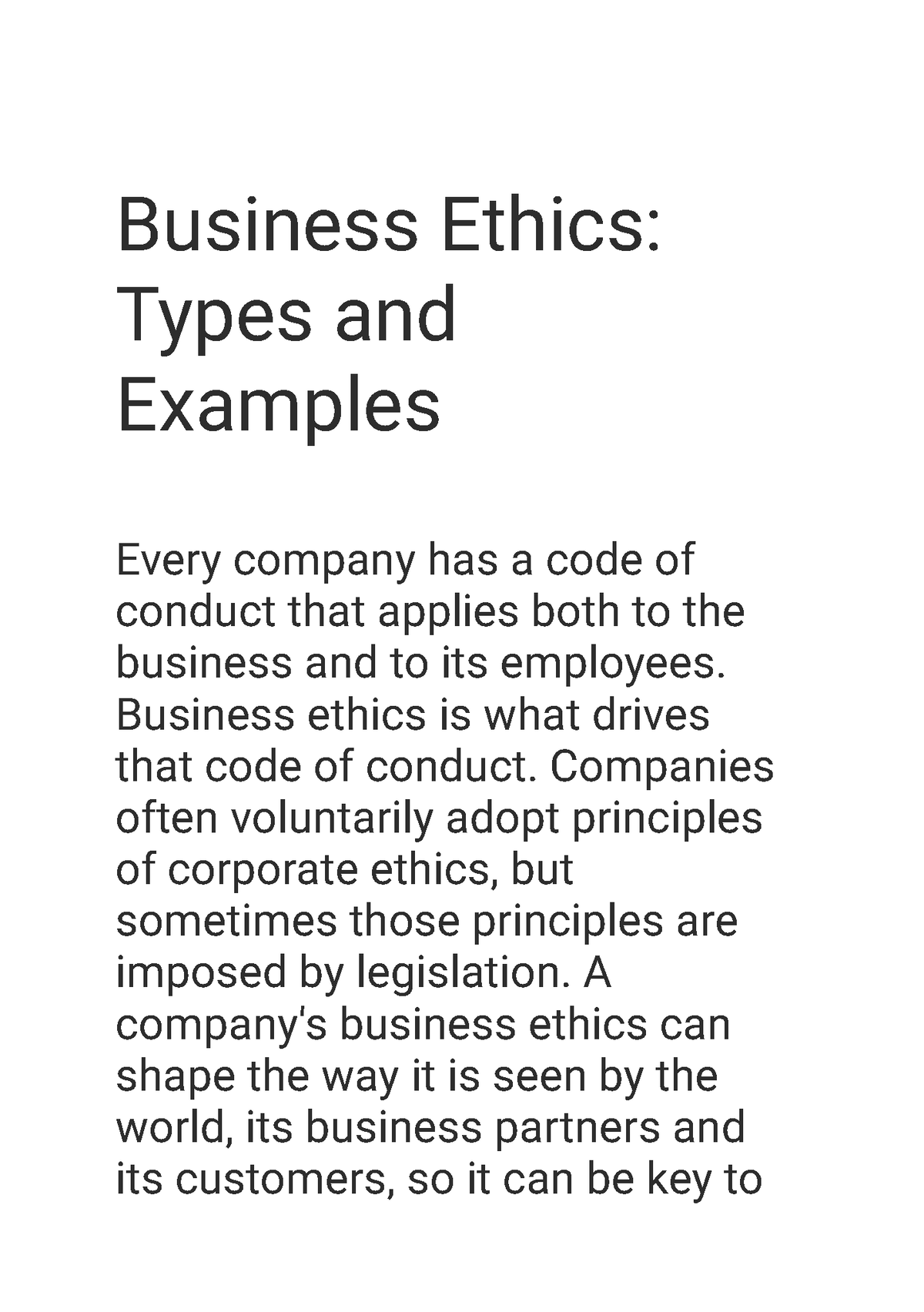 case study about business ethics with questions