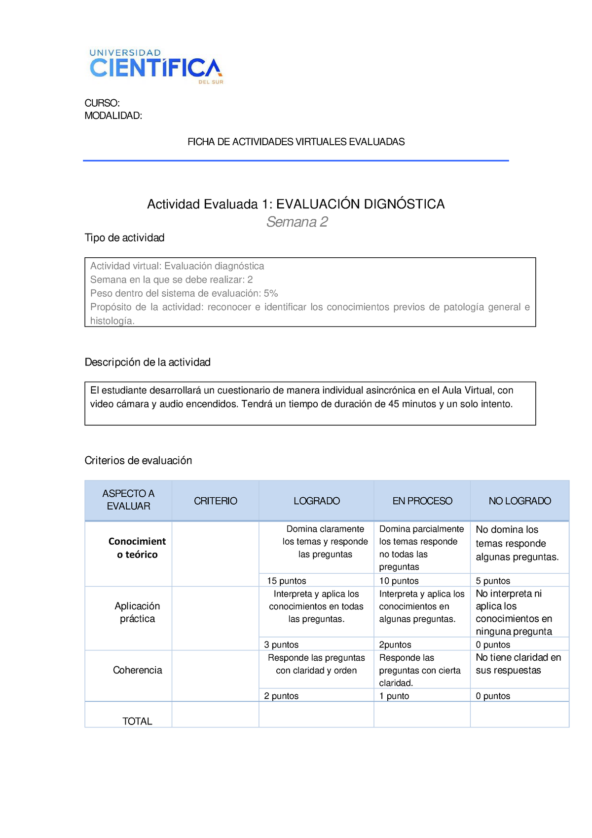 Plantilla Ficha De Actividades Virtuales Evaluadas Modalidad Ficha De Actividades Virtuales 5437