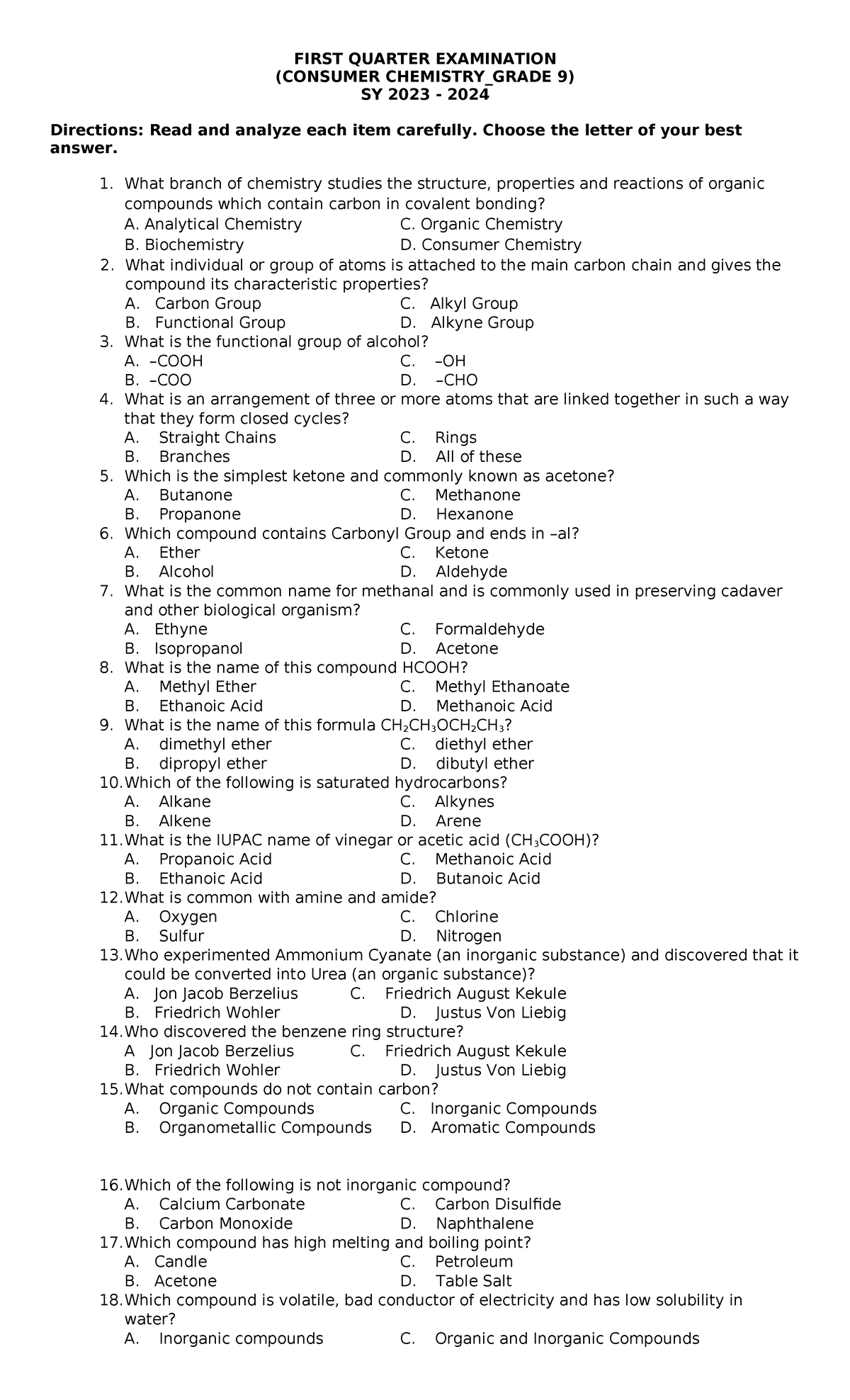 First Periodical-TEST-S.Y 23-24 - FIRST QUARTER EXAMINATION (CONSUMER ...