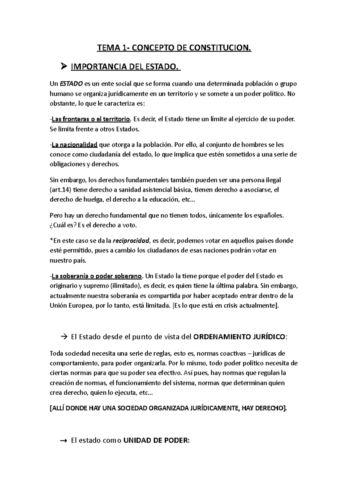 TEMA 1- derecho constitucional - TEMA 1- CONCEPTO DE CONSTITUCION ...