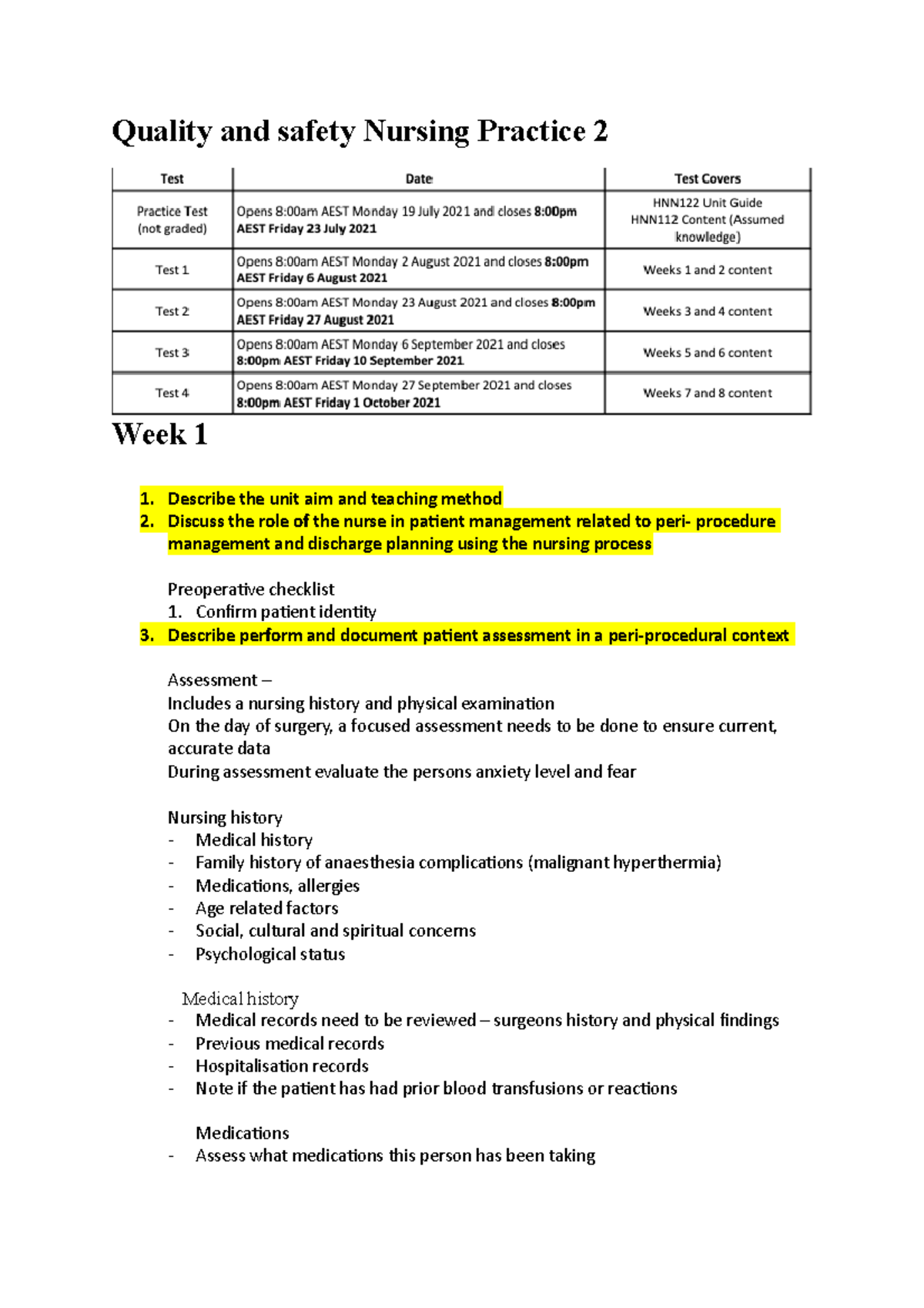 Quality And Safety Nursing Practice 2 - HNN122 - Deakin - Studocu