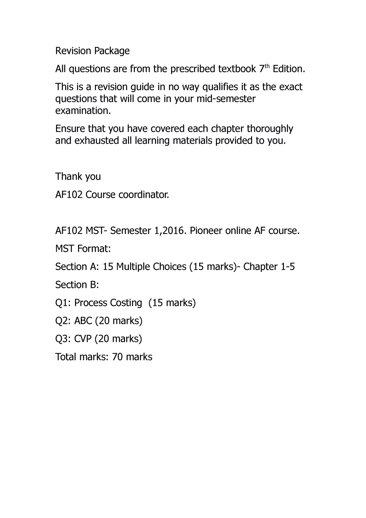 Revision Package AF 102 - Revision Package All questions are from the ...