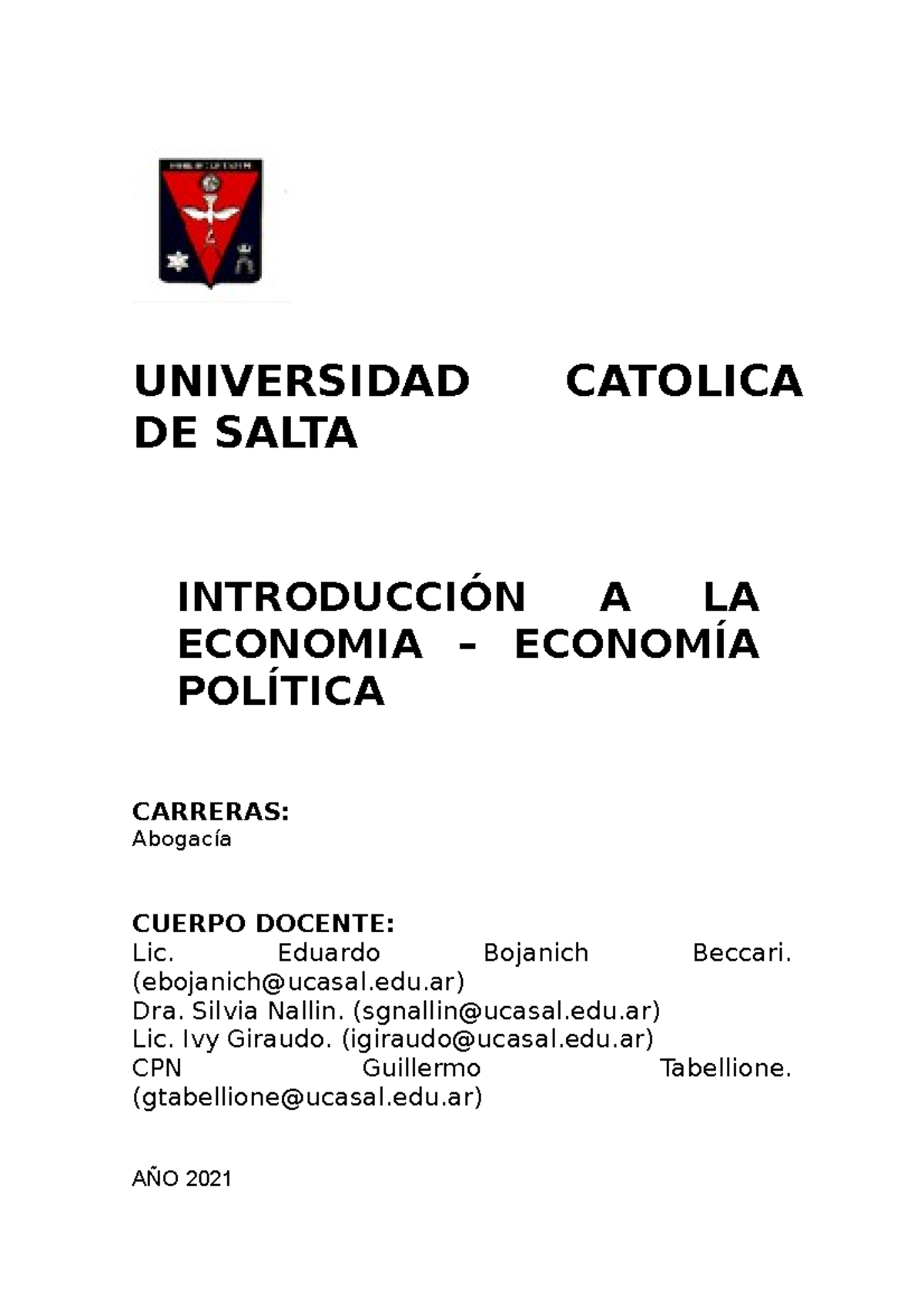 1° Guía TP Economía - Introducción A La Economía - UNIVERSIDAD CATOLICA ...