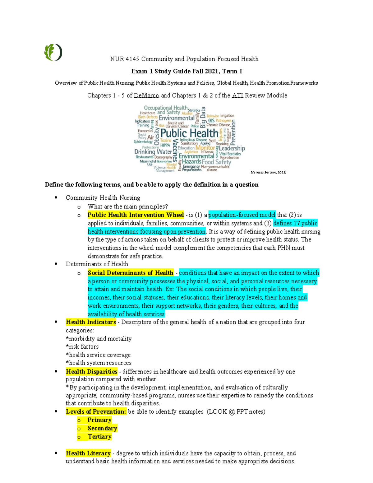 Community Exam 1 Study Guide Fall 2021, Term I - PART ONE help for exam ...