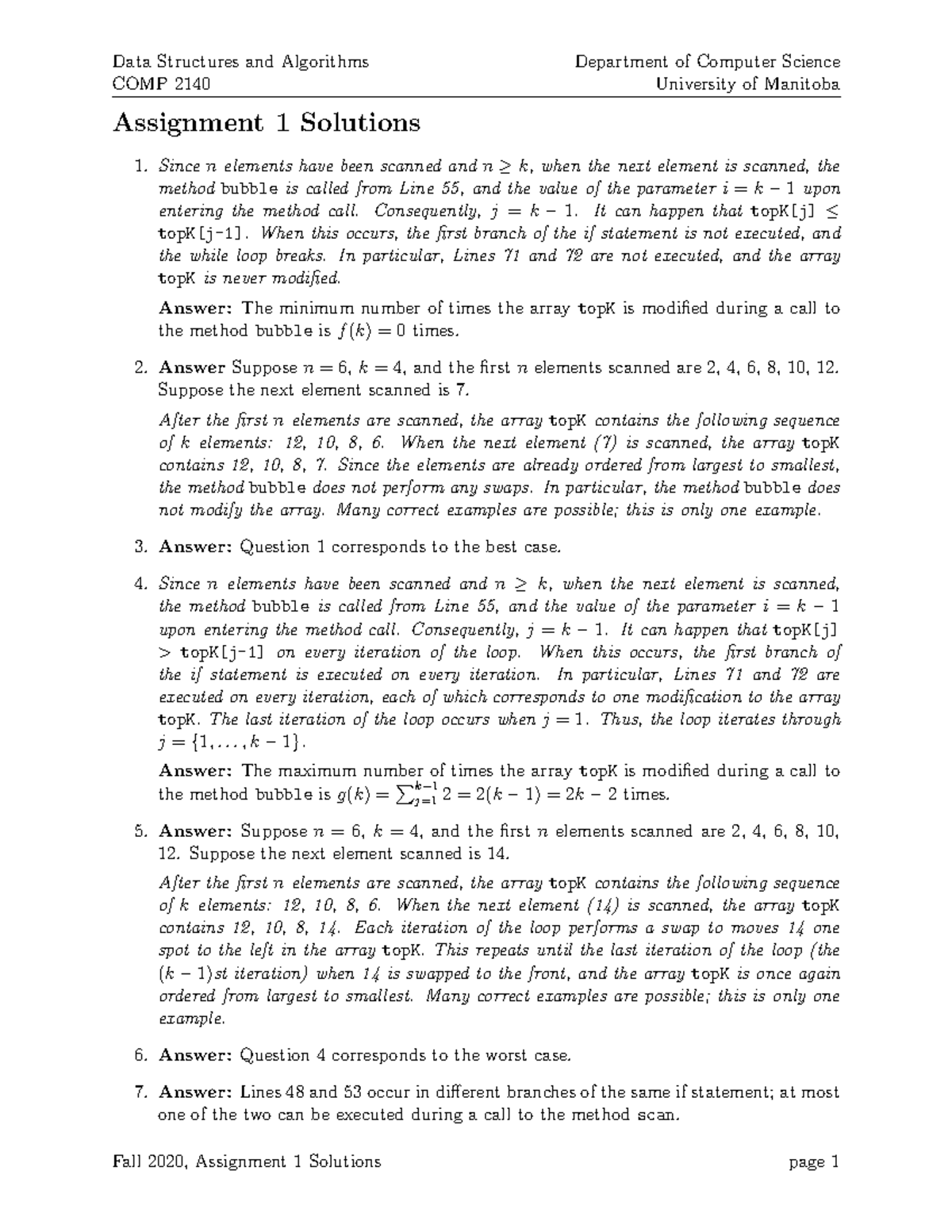 data structures and algorithms assignment solutions