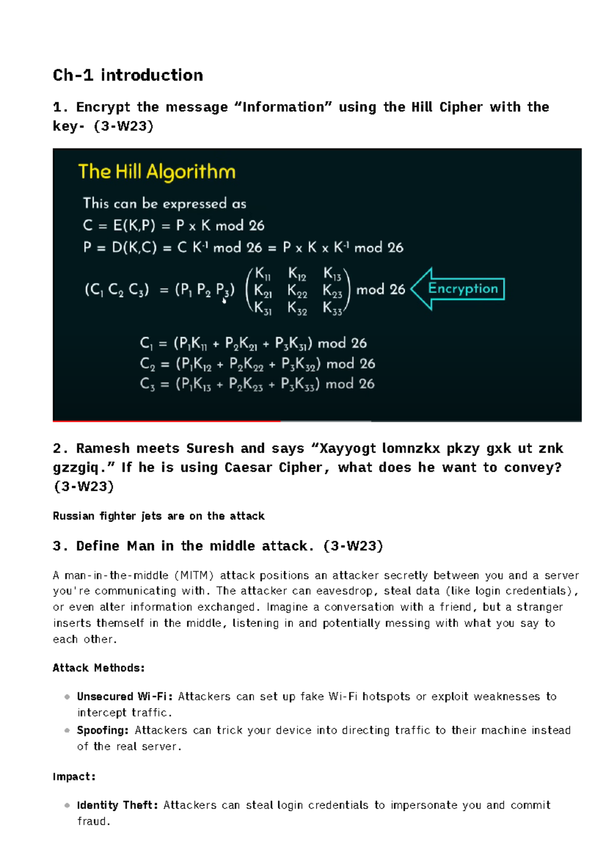 CNS assignments - Ch-1 introduction 1. Encrypt the message “Information ... image.