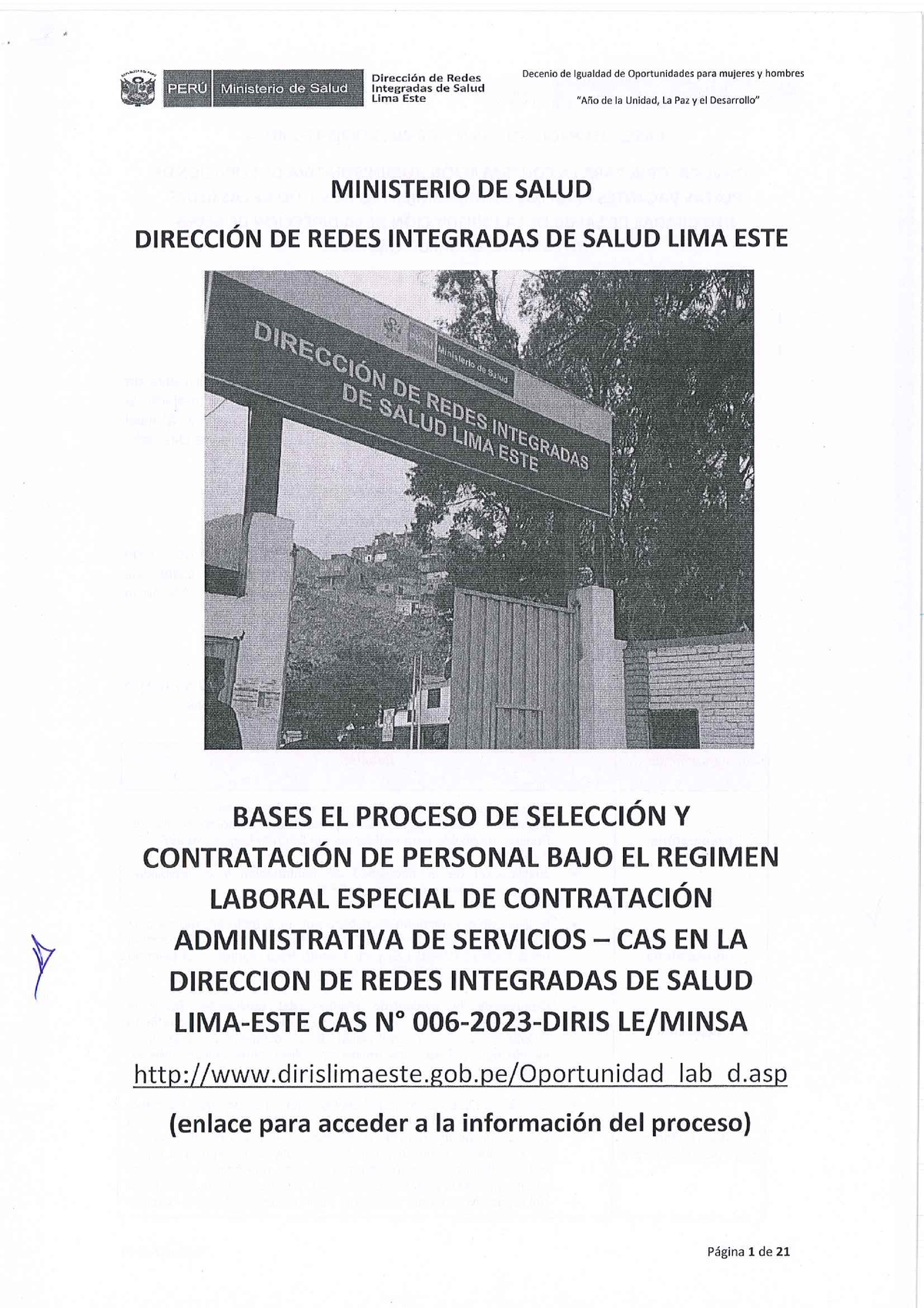 Bases DEL Proceso CAS 06-2023- Diris LE - Derecho Penal I - Studocu