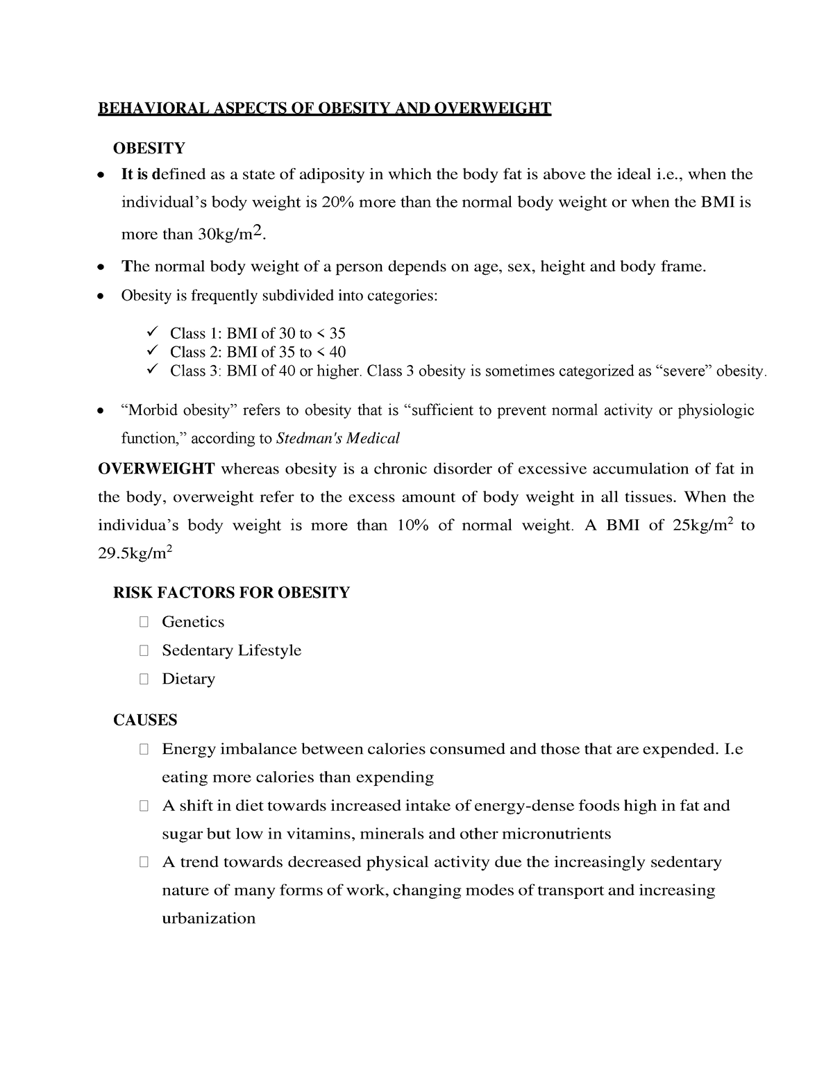 Behavioral Aspects OF Overweight AND Obesity Final - BEHAVIORAL ASPECTS ...