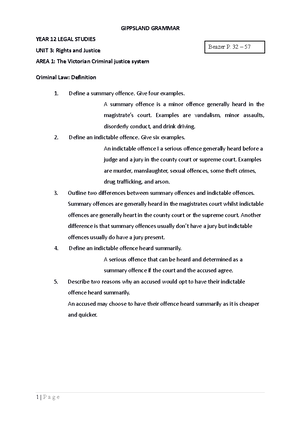 Unit 4 aos 2 legal studies - ####### Unit 4 aos 2 legal studies CHAPTER ...