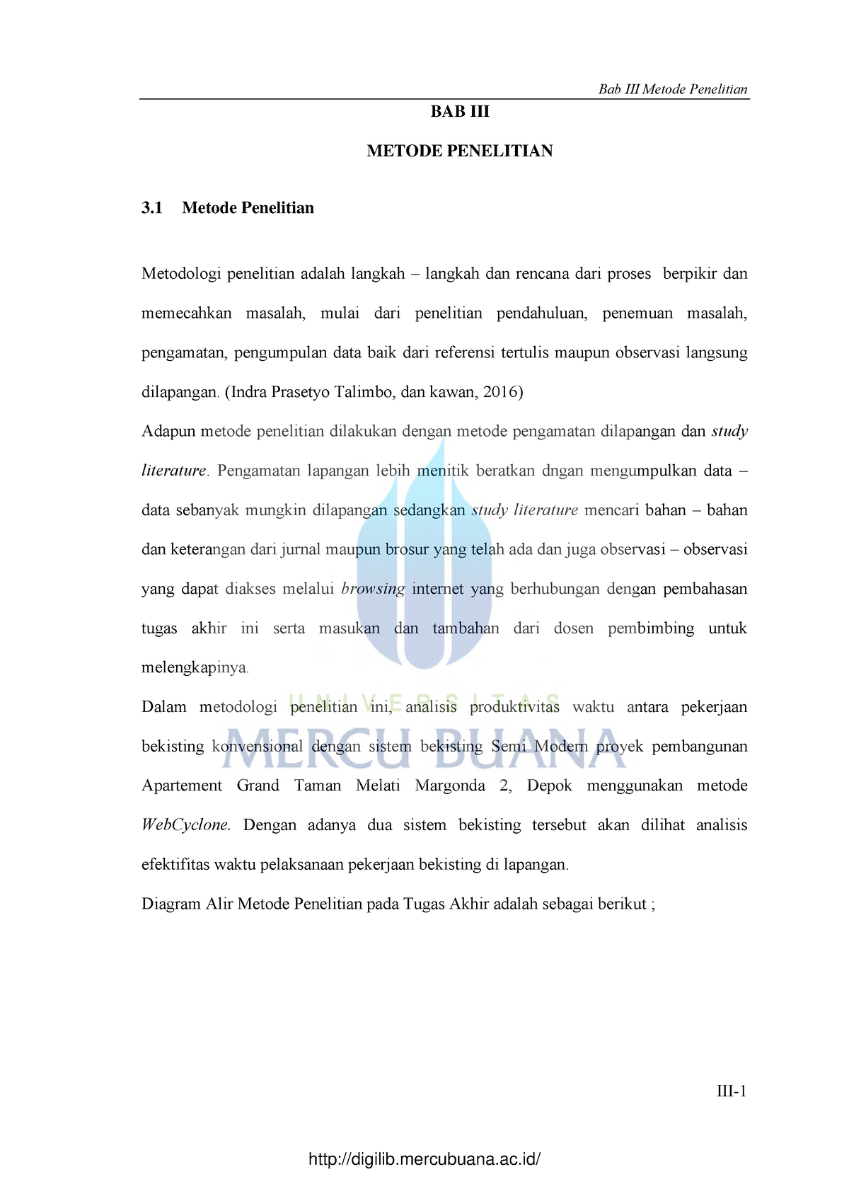 8. Metodologi Penelitian - III- 1 BAB III METODE PENELITIAN 3 Metode ...