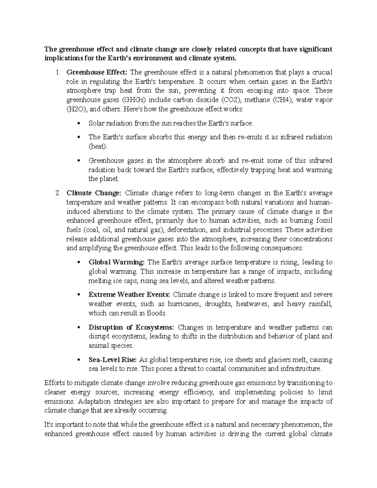 MKT355 Climate Change - The greenhouse effect and climate change are ...