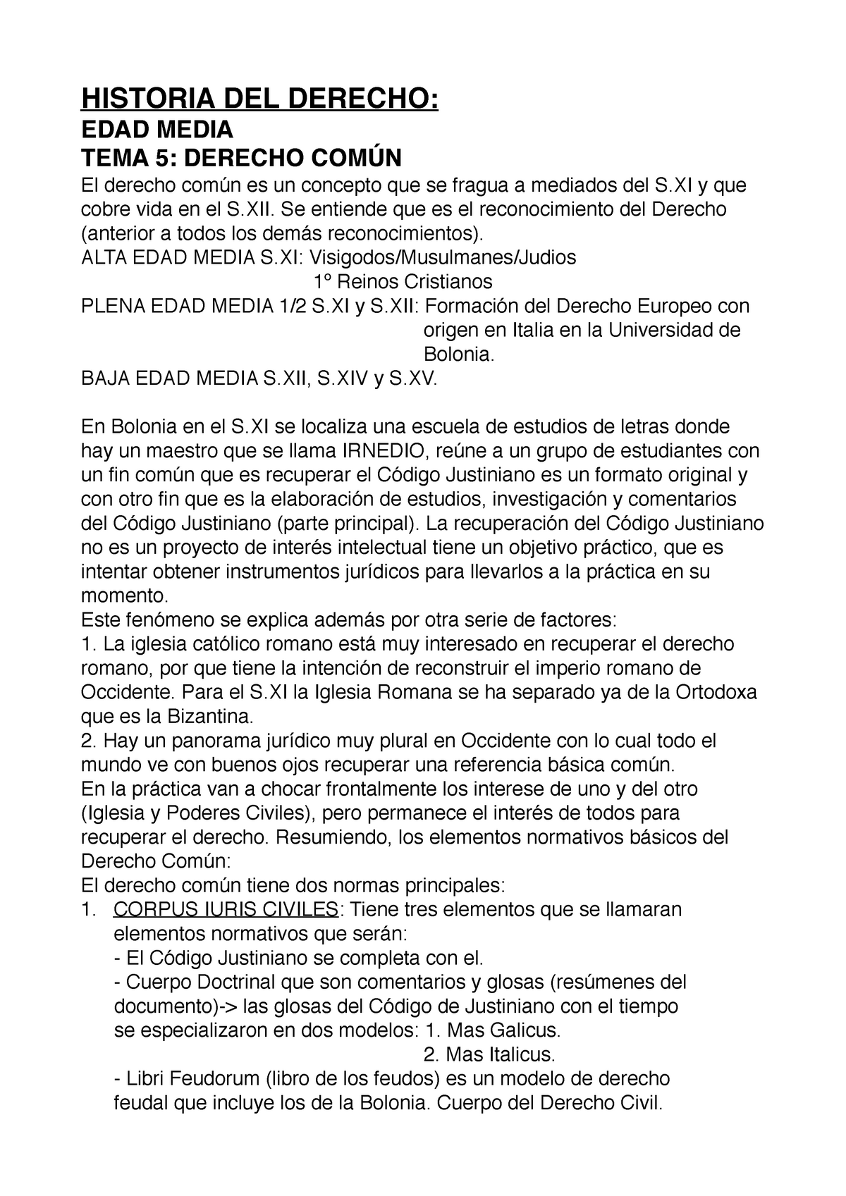 Tema 5 Historia Del Derecho Historia Del Derecho Edad Media Tema 5 Derecho ComÚn El Derecho 6313