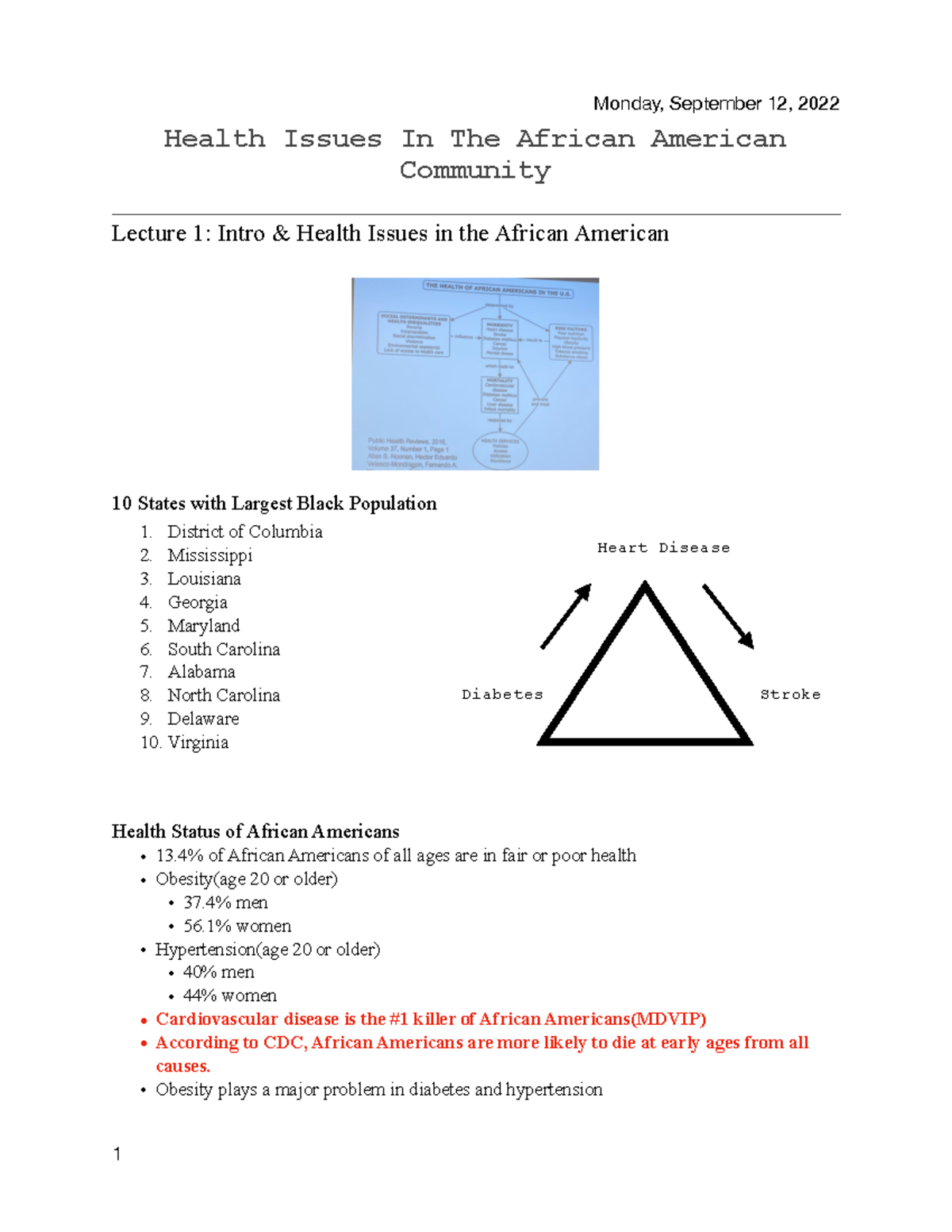 Health Issues - This provides lecture notes from the first four ...