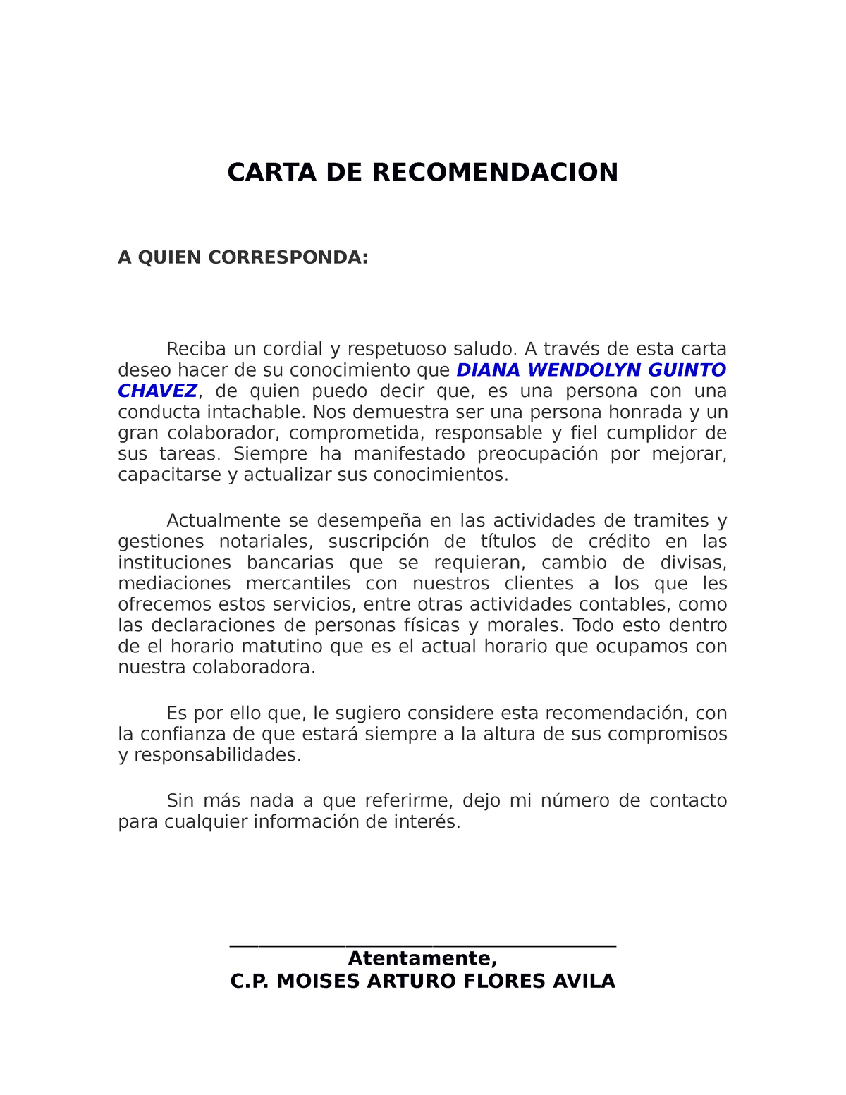 Carta De Recomendacion A Quien Corresponda I Carta De 4217