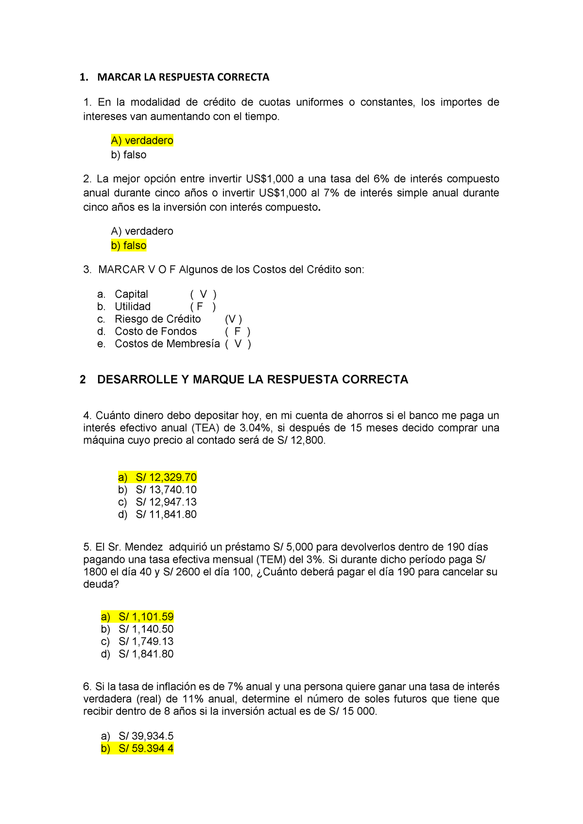 Examen Parcial Angelie Esteffany Charalla Marcar La Respuesta Correcta En La Modalidad De