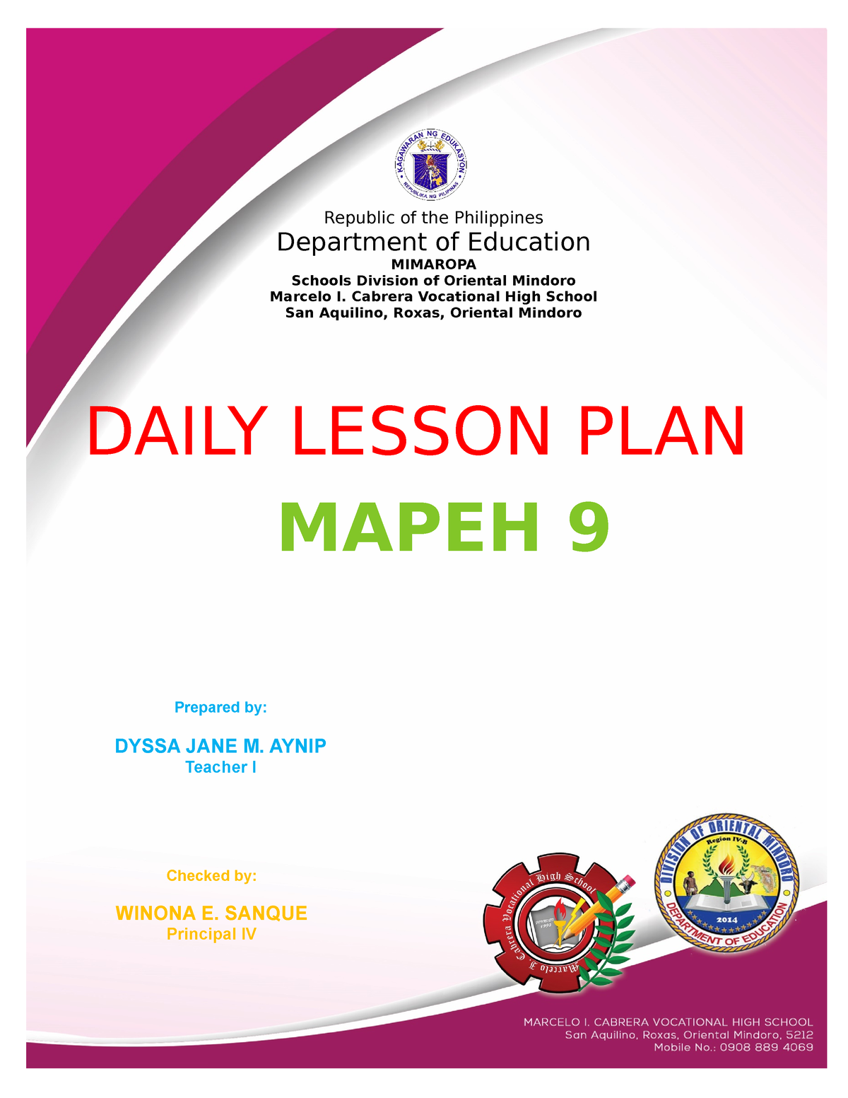 Cover-Page-md28 - Department of Education MIMAROPA Schools Division of ...