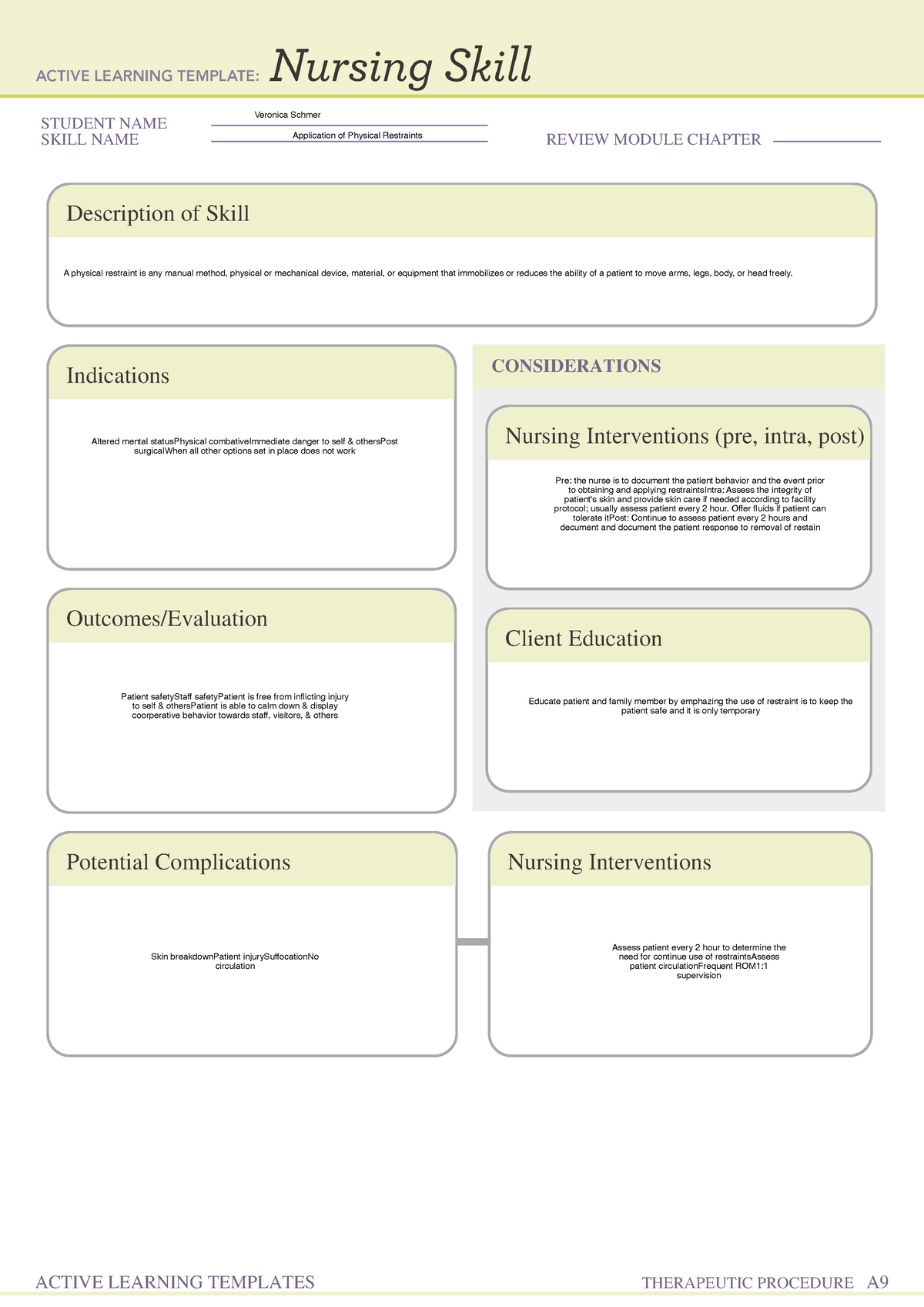 Application of Physical Restraints Skill form ATI - Nurs 101 - STUDENT ...