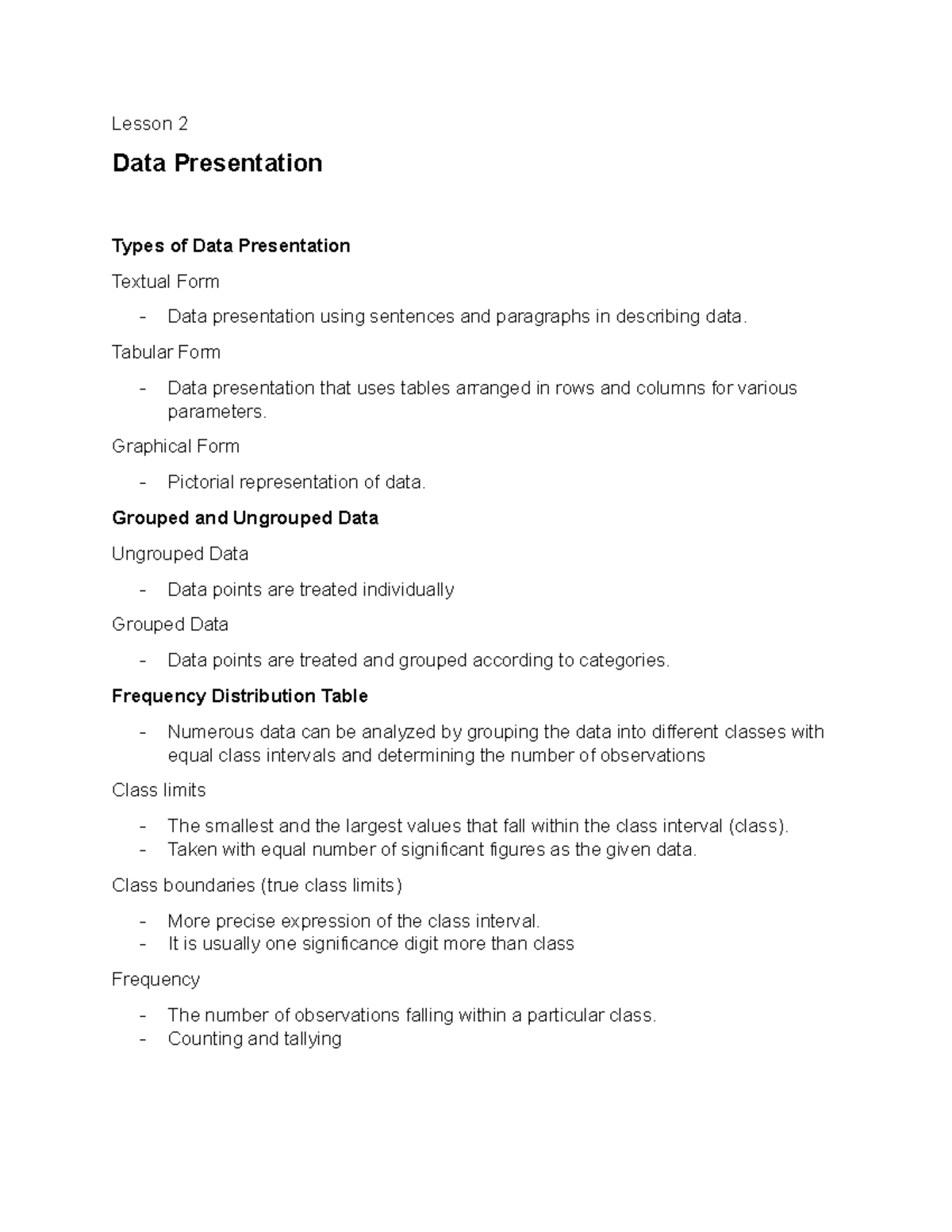 Module 1 Lesson 2 - Lesson 2 Data Presentation Types Of Data ...