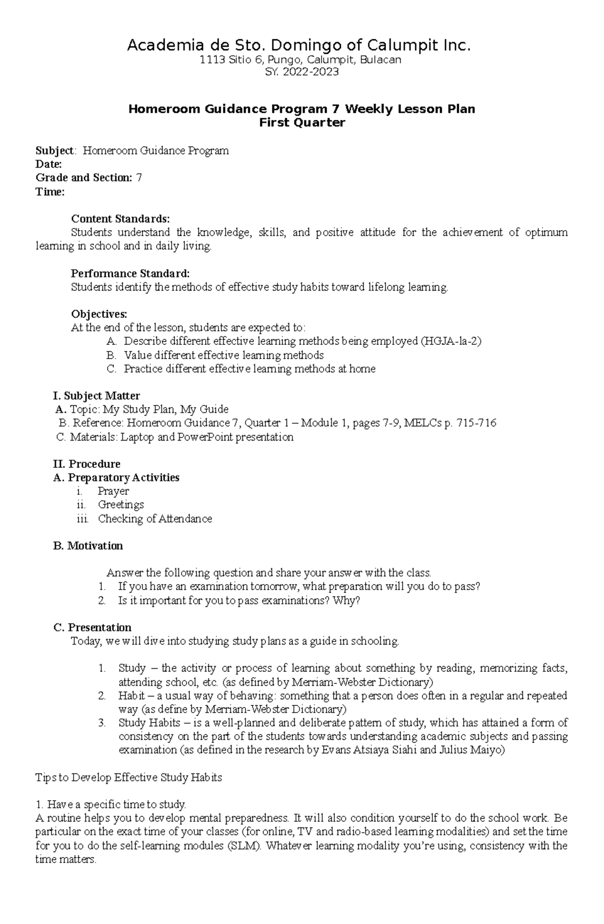 HG7-LP-1QW1 - HRG - Academia de Sto. Domingo of Calumpit Inc. 1113 ...