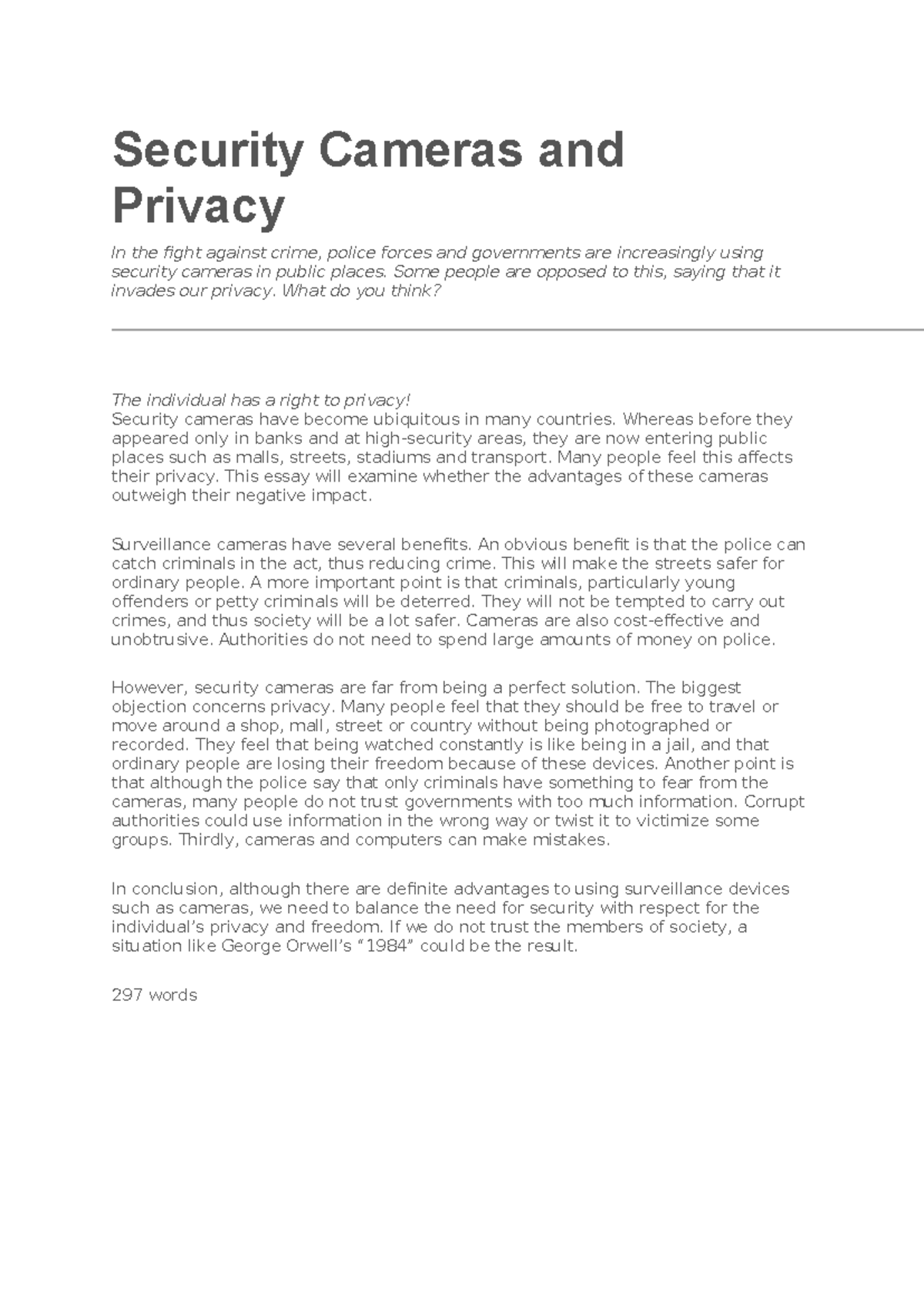 essay on cctv camera and privacy