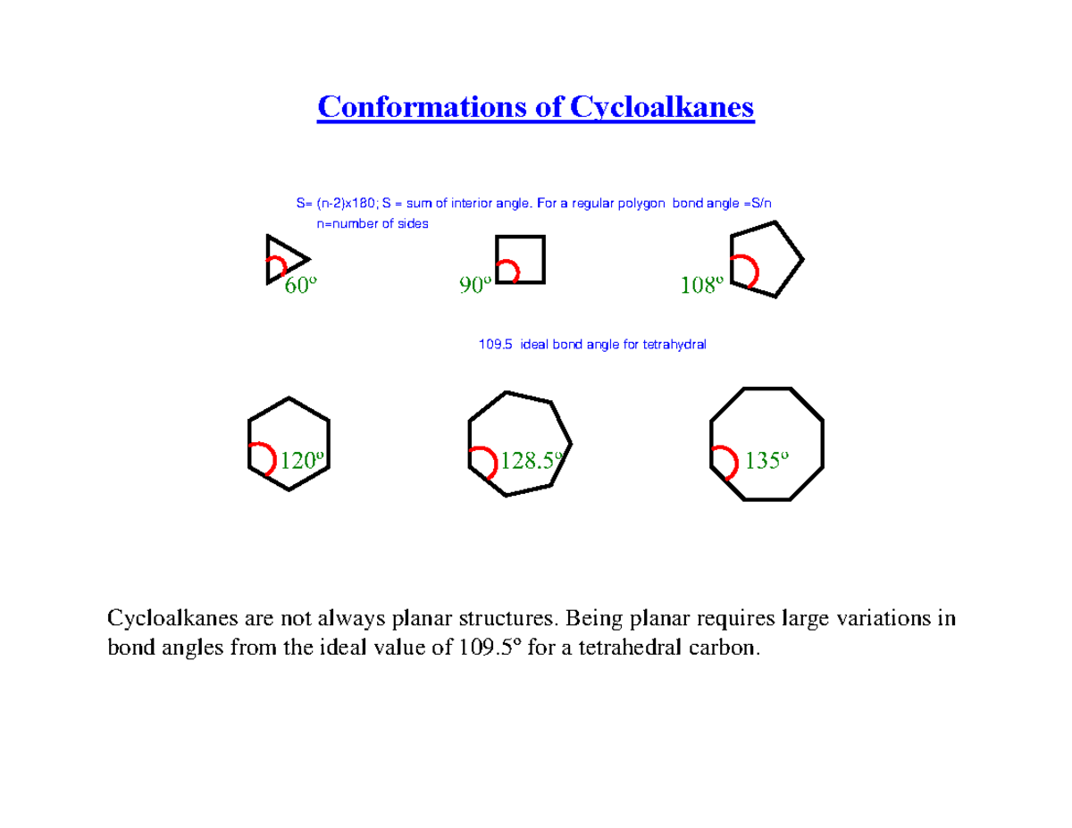 Cycloalkane conformations - Conformations of Cycloalkanes Cycloalkanes ...