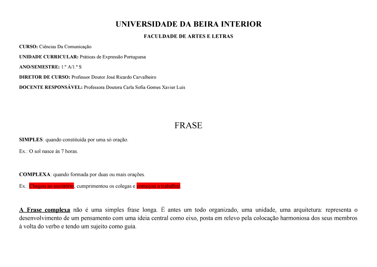 3 1 T Frase Complexa Esquema Teoria Universidade Da Beira Interior Faculdade De Artes E 1462