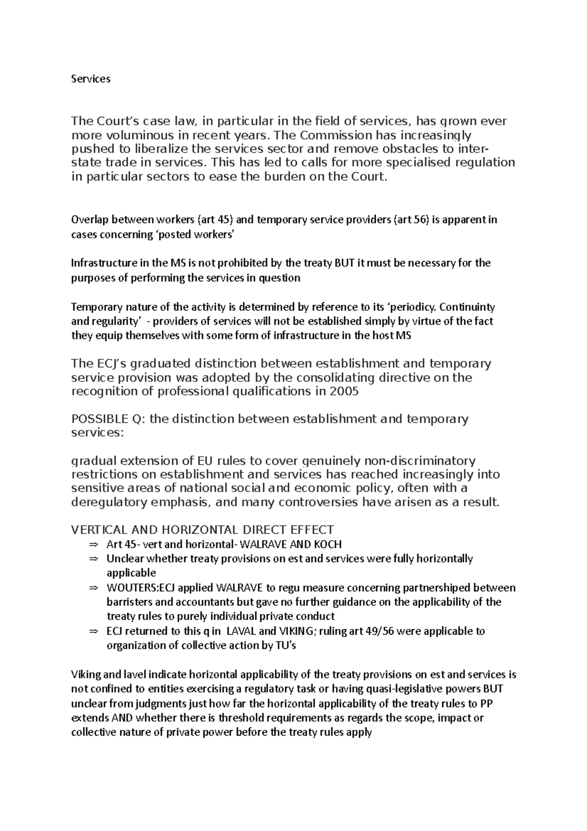 Services key notes - Services The Court’s case law, in particular in ...