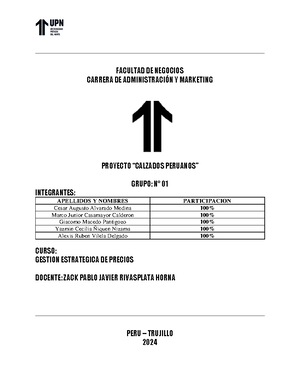 Gestión estrategica de precios en proceso TC11 - FACULTAD DE NEGOCIOS ...