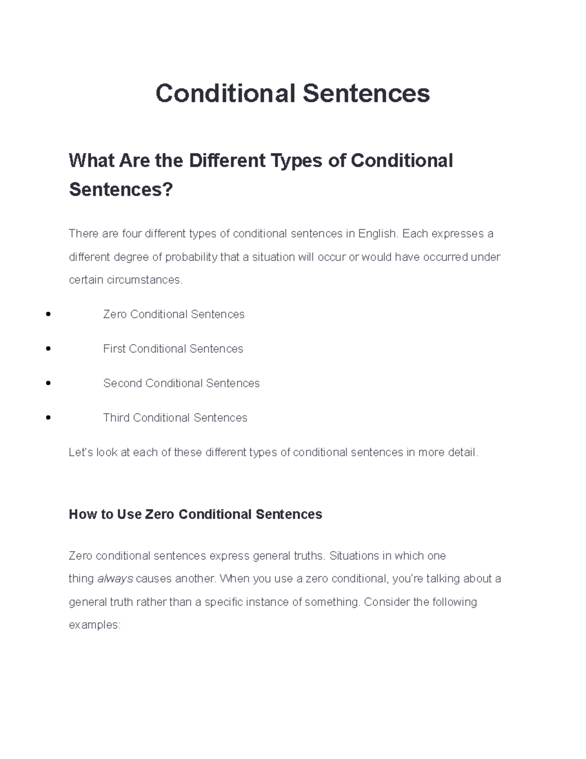 Conditional Sentences - Each expresses a different degree of ...