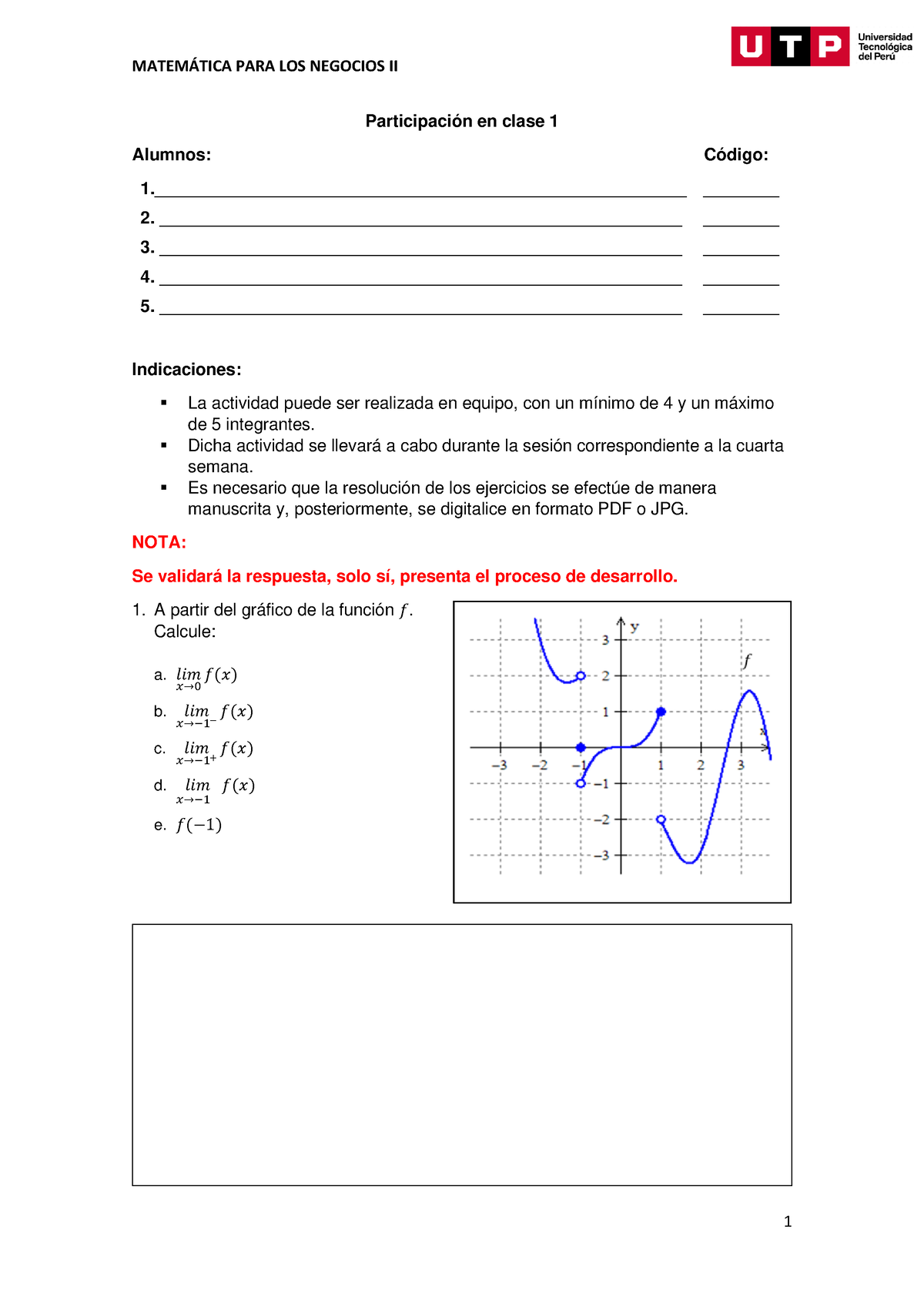 Participación En Clase 1 - MATEM¡TICA PARA LOS NEGOCIOS II 1 ...