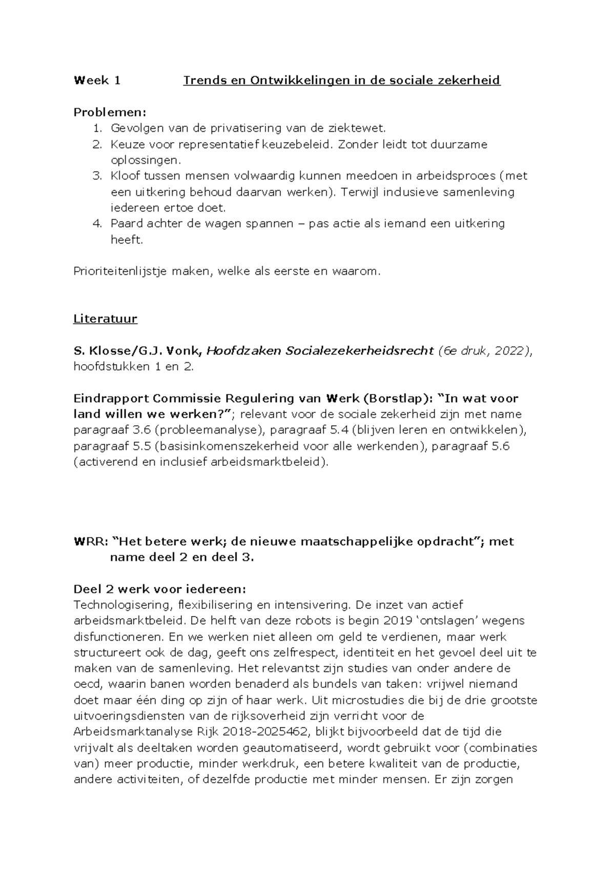 OWG 1 Sociale Zekerheid - Week 1 Trends En Ontwikkelingen In De Sociale ...