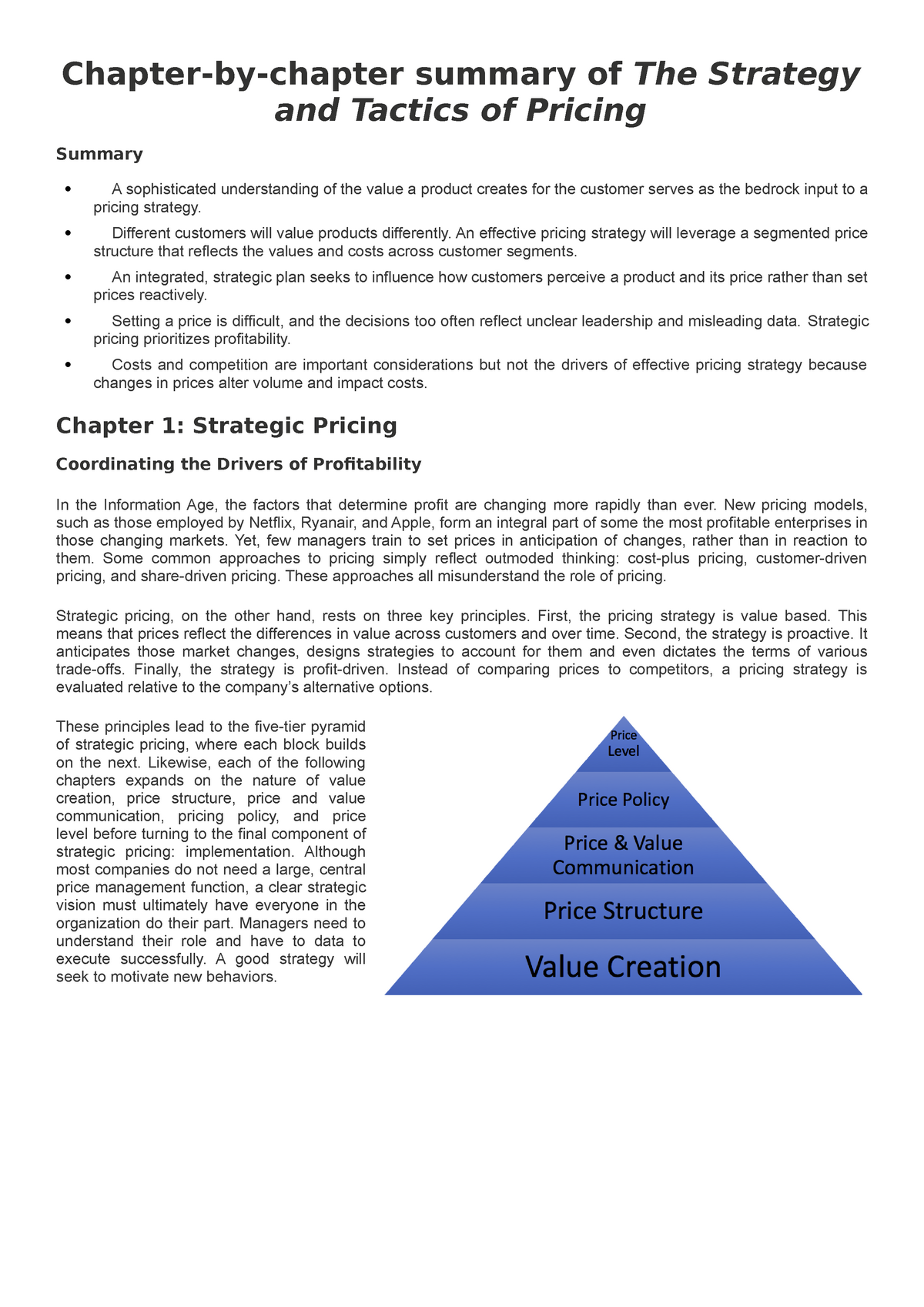 Summary of book - The Strategy and Tactics of Pricing - summary of