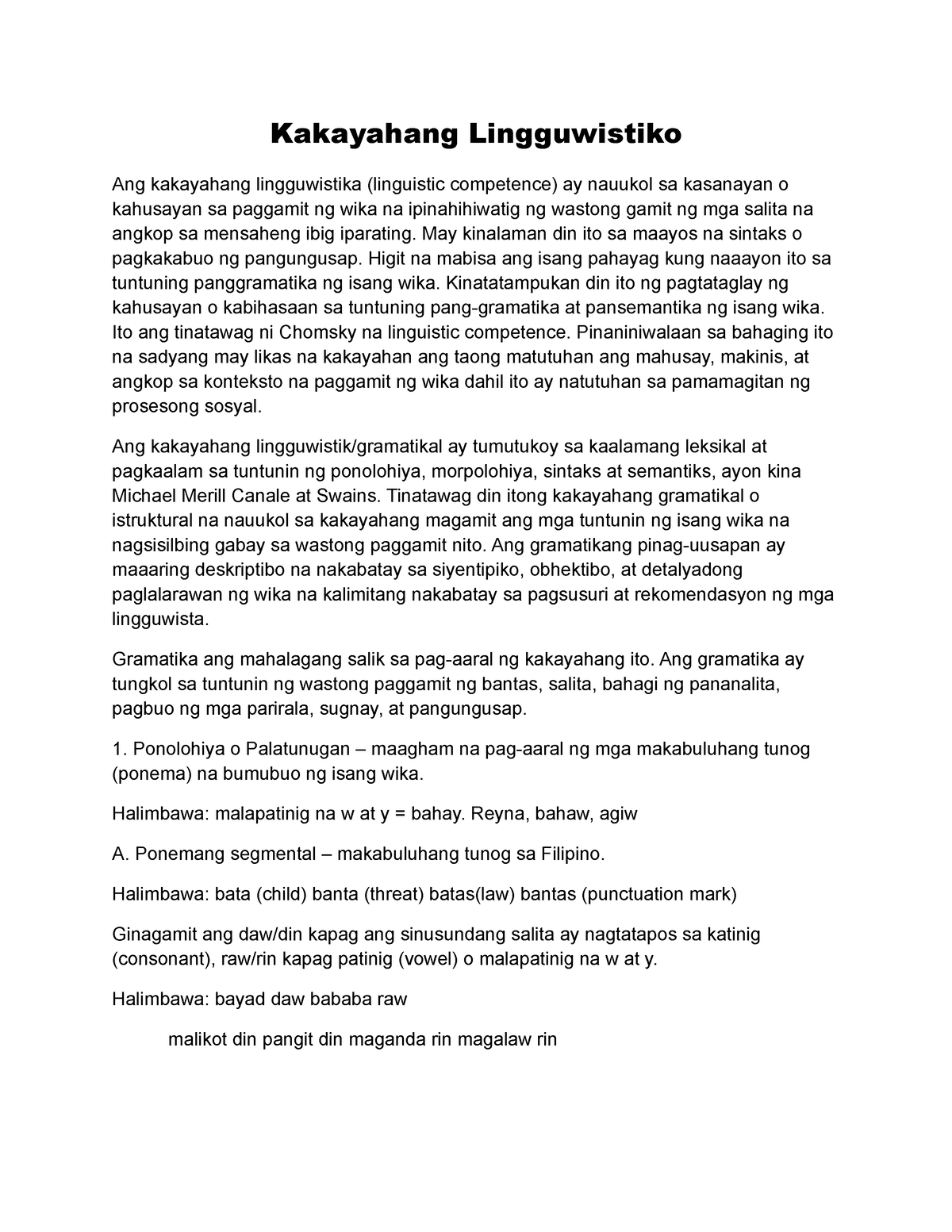 Lesson Second Quarter 2 - Kakayahang Lingguwistiko Ang Kakayahang ...