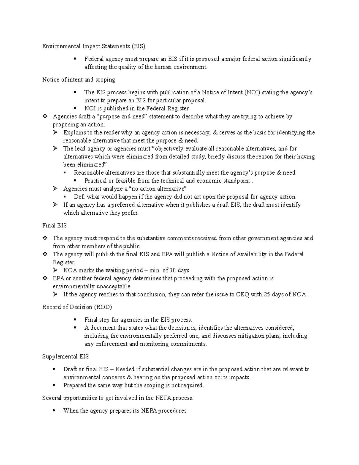 NEPA Implementation Notes (part 3) - Environmental Impact Statements ...