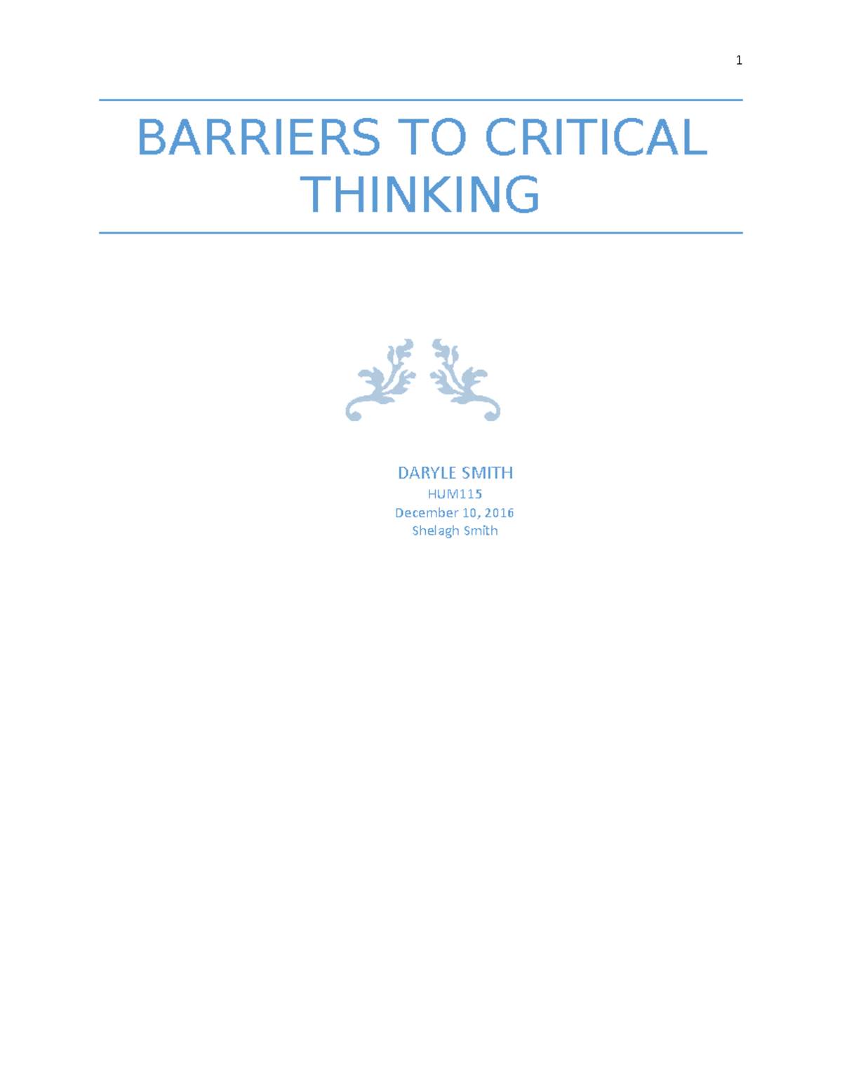 barriers of critical thinking essay