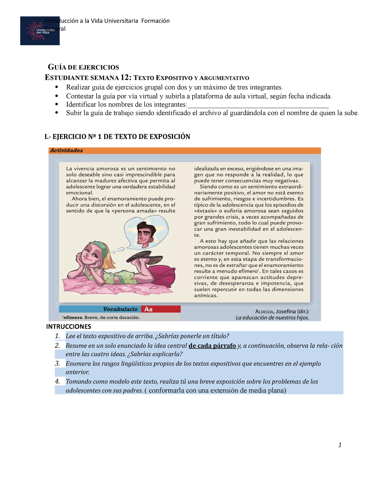 Guia de ejercicio alumnos textos expositivos y argumentativos - General  GUÍA DE EJERCICIOS - Studocu