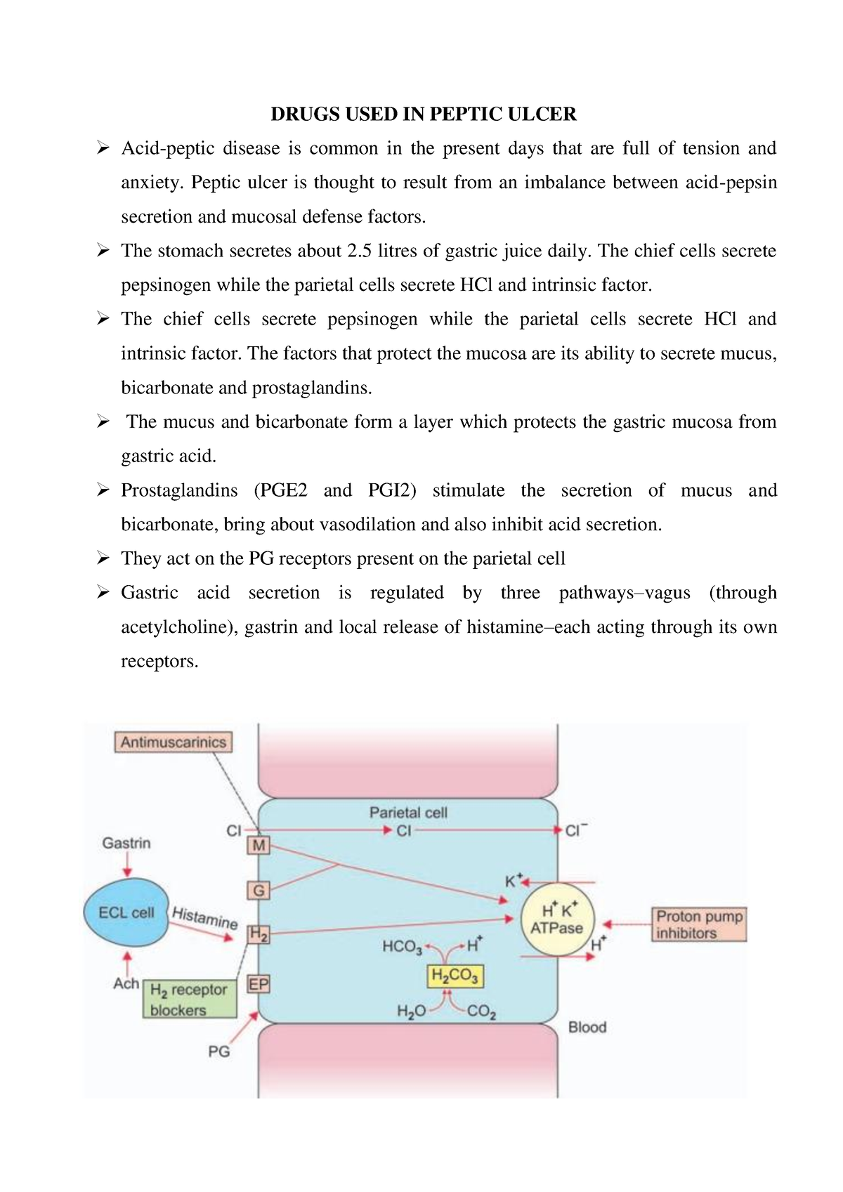 Anti Ulcer Agents - Pharmacology 3 -6th Semester B Pharm - DRUGS USED ...