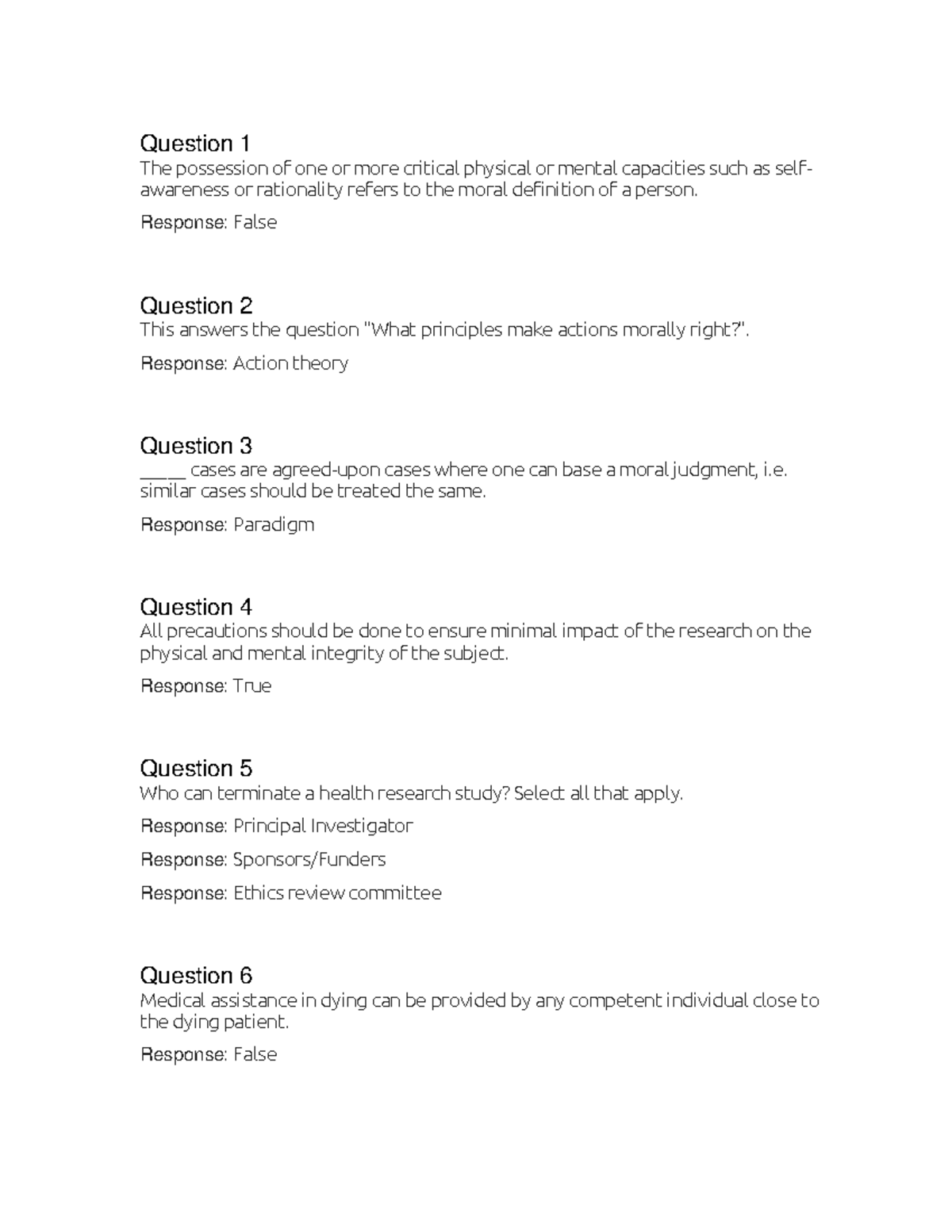 Module 6 - Question 1 The possession of one or more critical physical ...